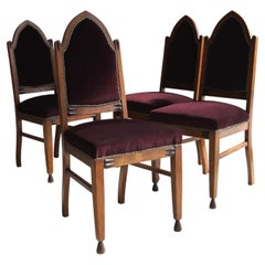 Sedie da pranzo della Scuola di Amsterdam in stile Art Déco olandese, set di 4 pezzi