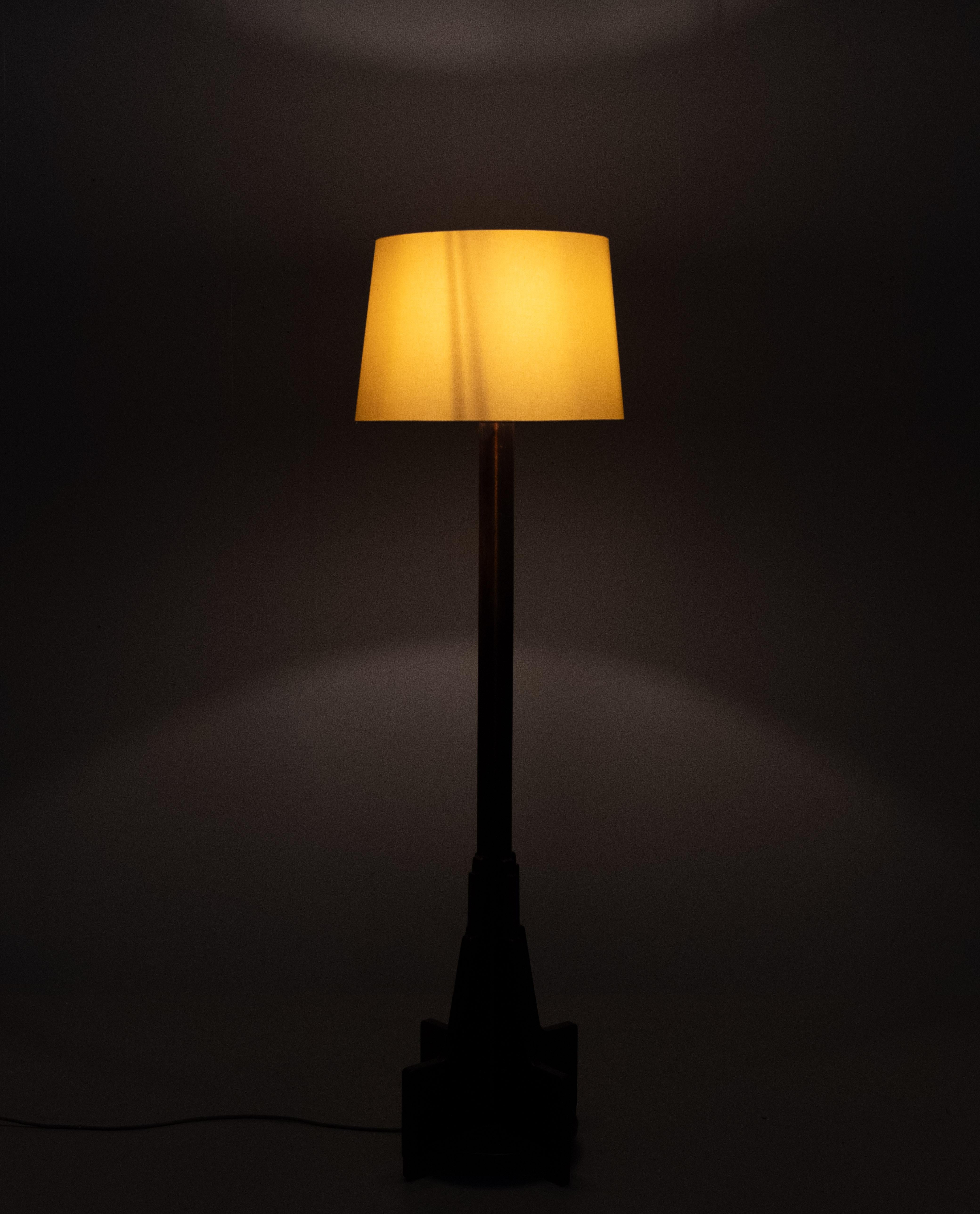 Oak Dutch Art Deco Amsterdam School Floor Lamp  1920/30s For Sale