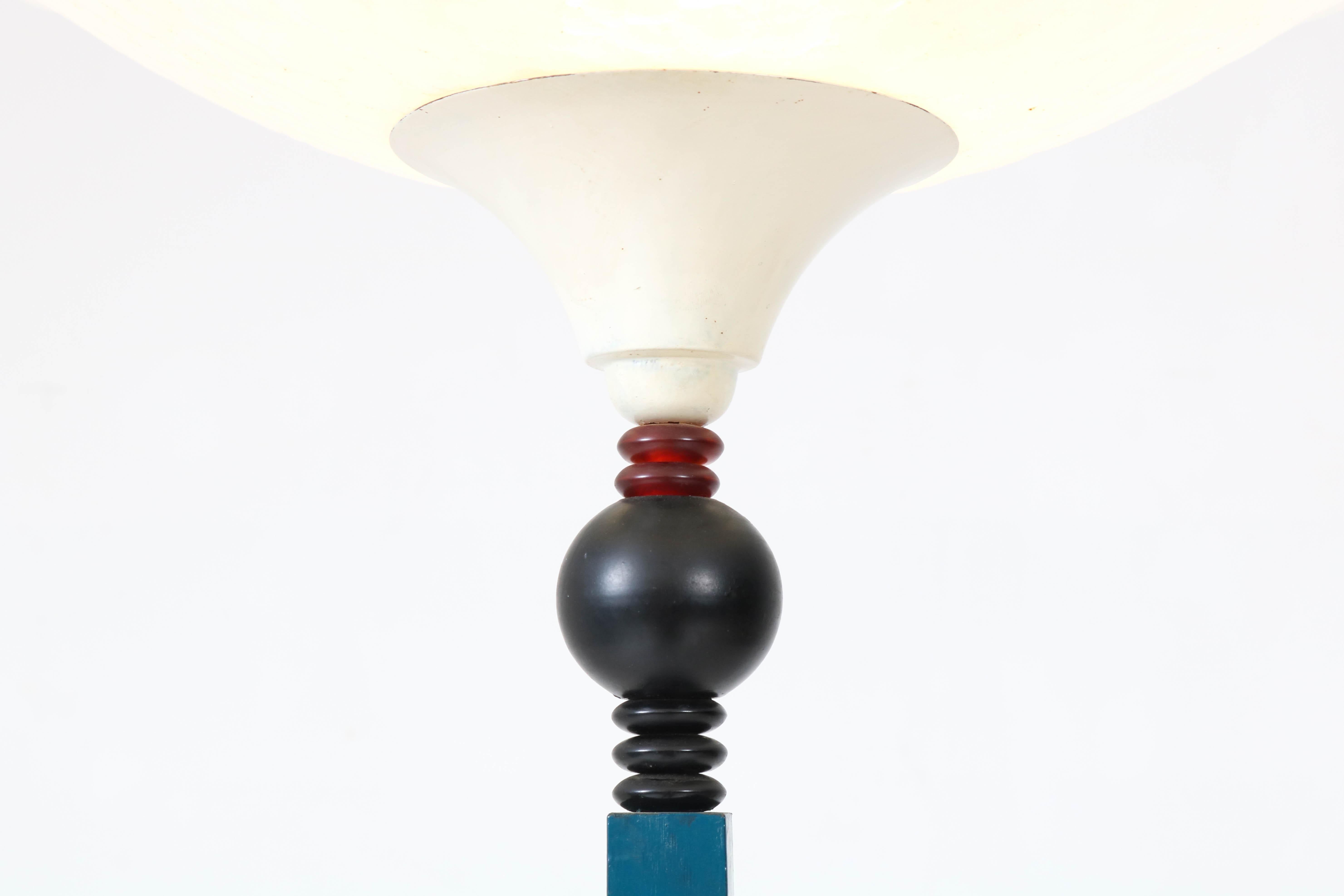 Dutch Art Deco Amsterdam School Floor Lamp with Milk Glass Shade, 1930s 3