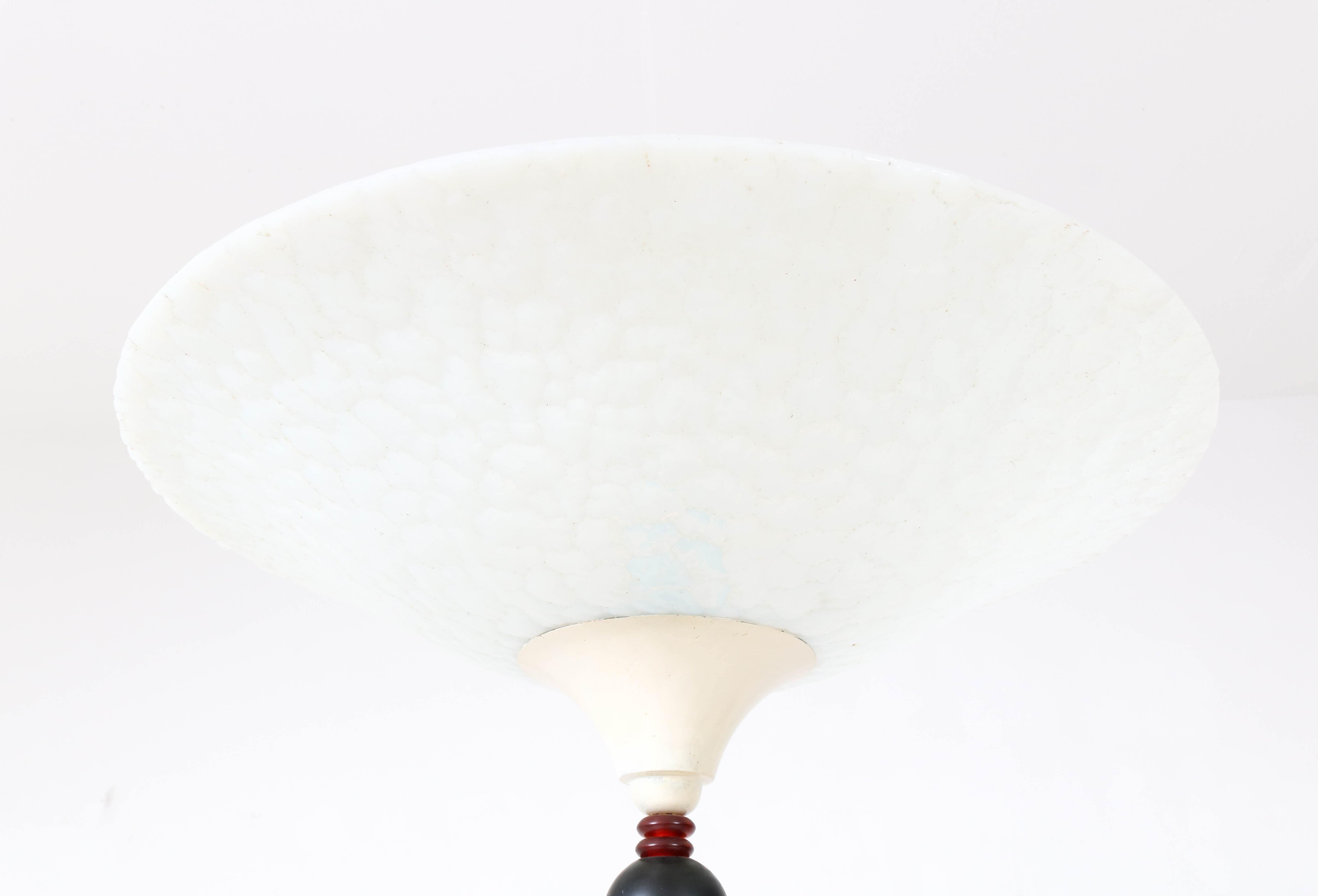 Dutch Art Deco Amsterdam School Floor Lamp with Milk Glass Shade, 1930s 4