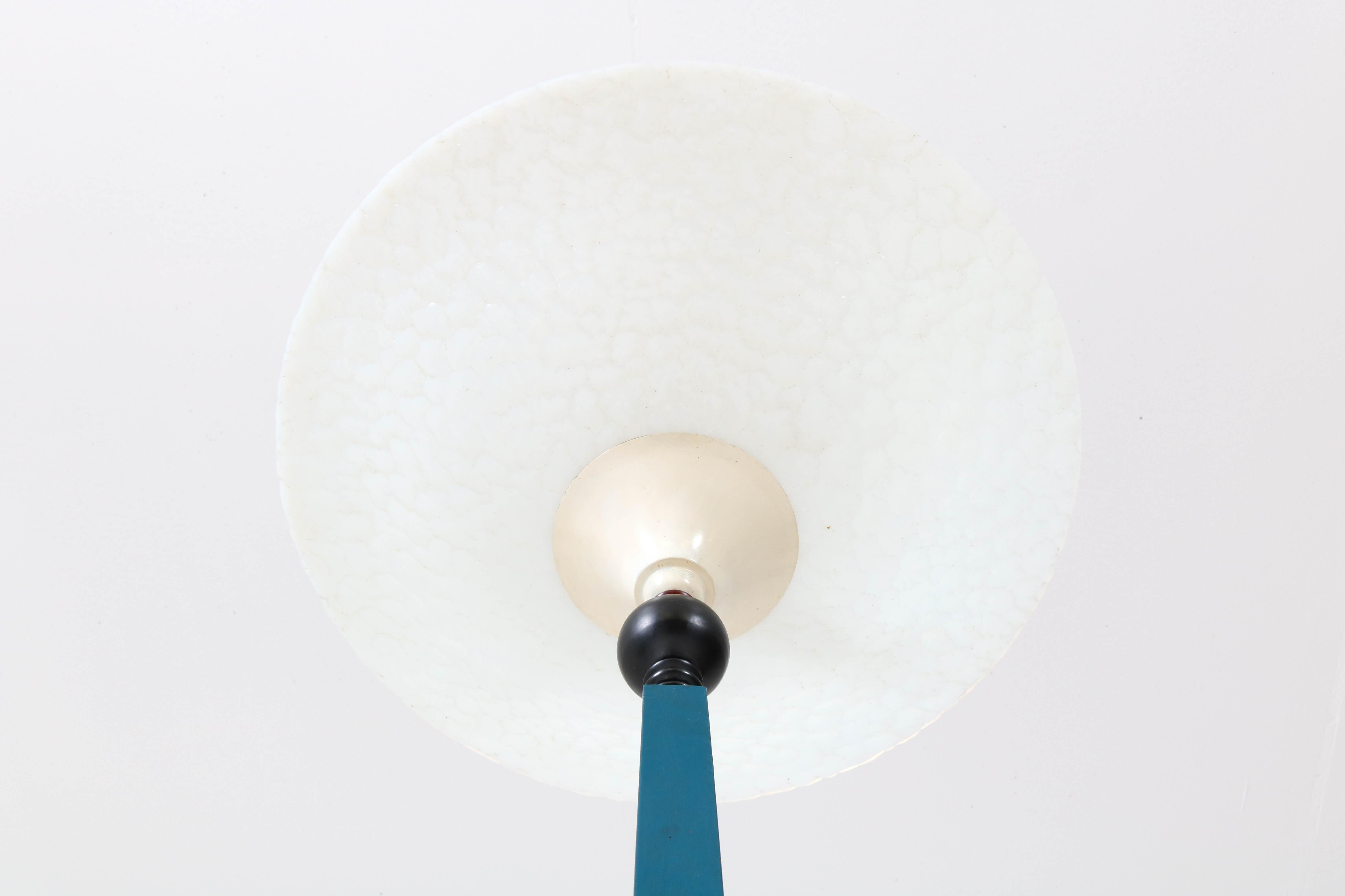 Dutch Art Deco Amsterdam School Floor Lamp with Milk Glass Shade, 1930s 5