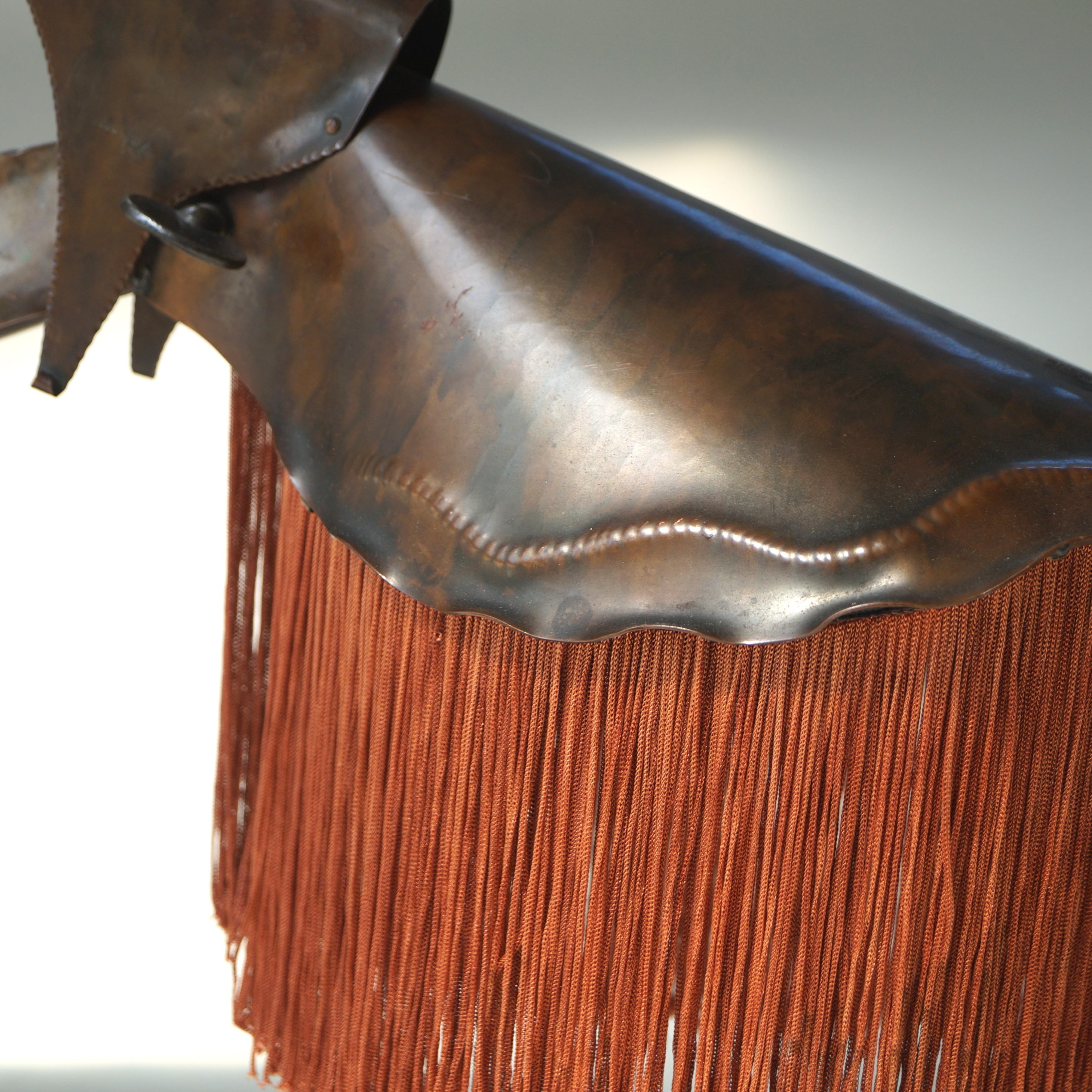 Dutch Art Deco Amsterdam School fringed copper desk lamp by Conrad Fehn, 1920s For Sale 3