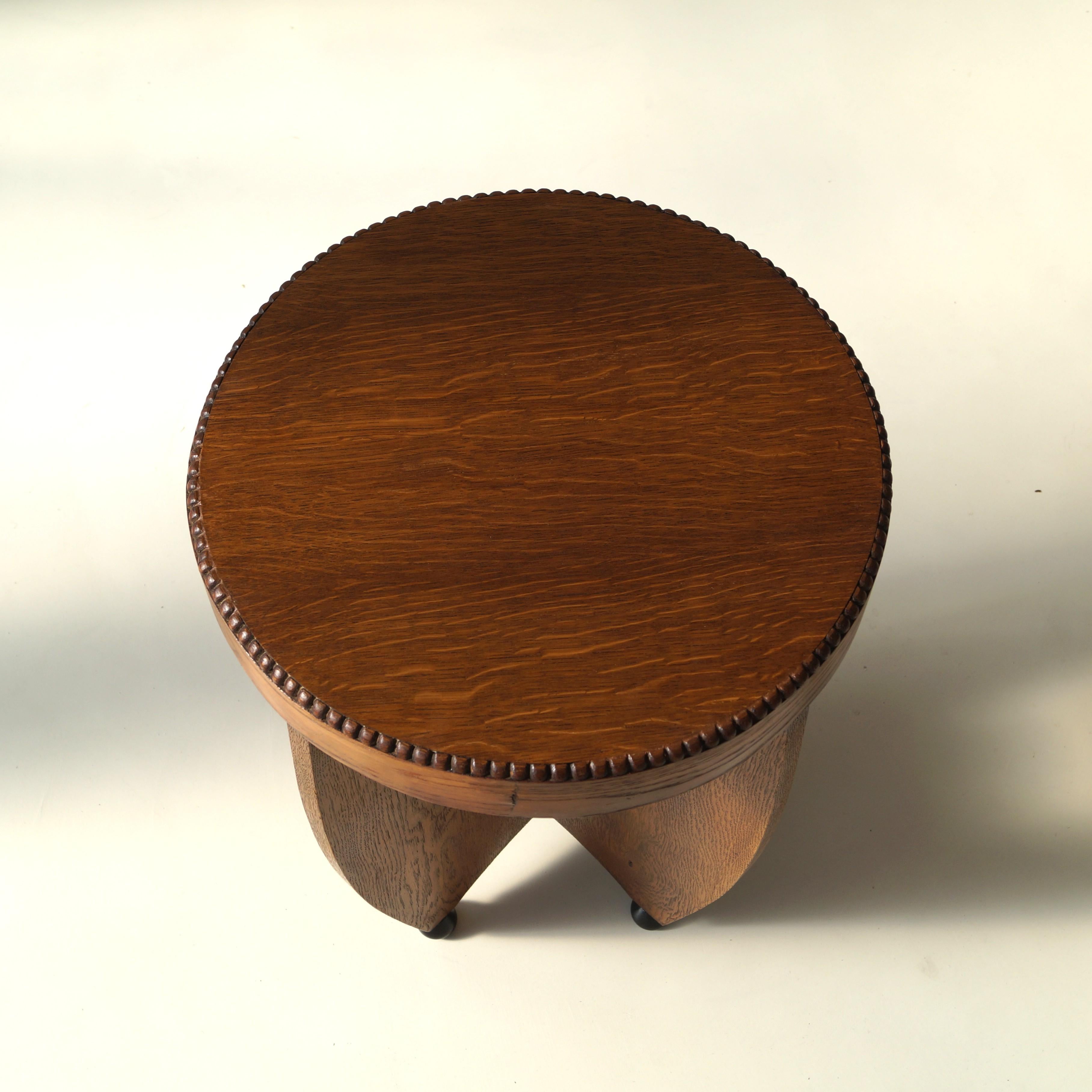 Oak Dutch Art Deco Amsterdam School occasional or side table, 1920s