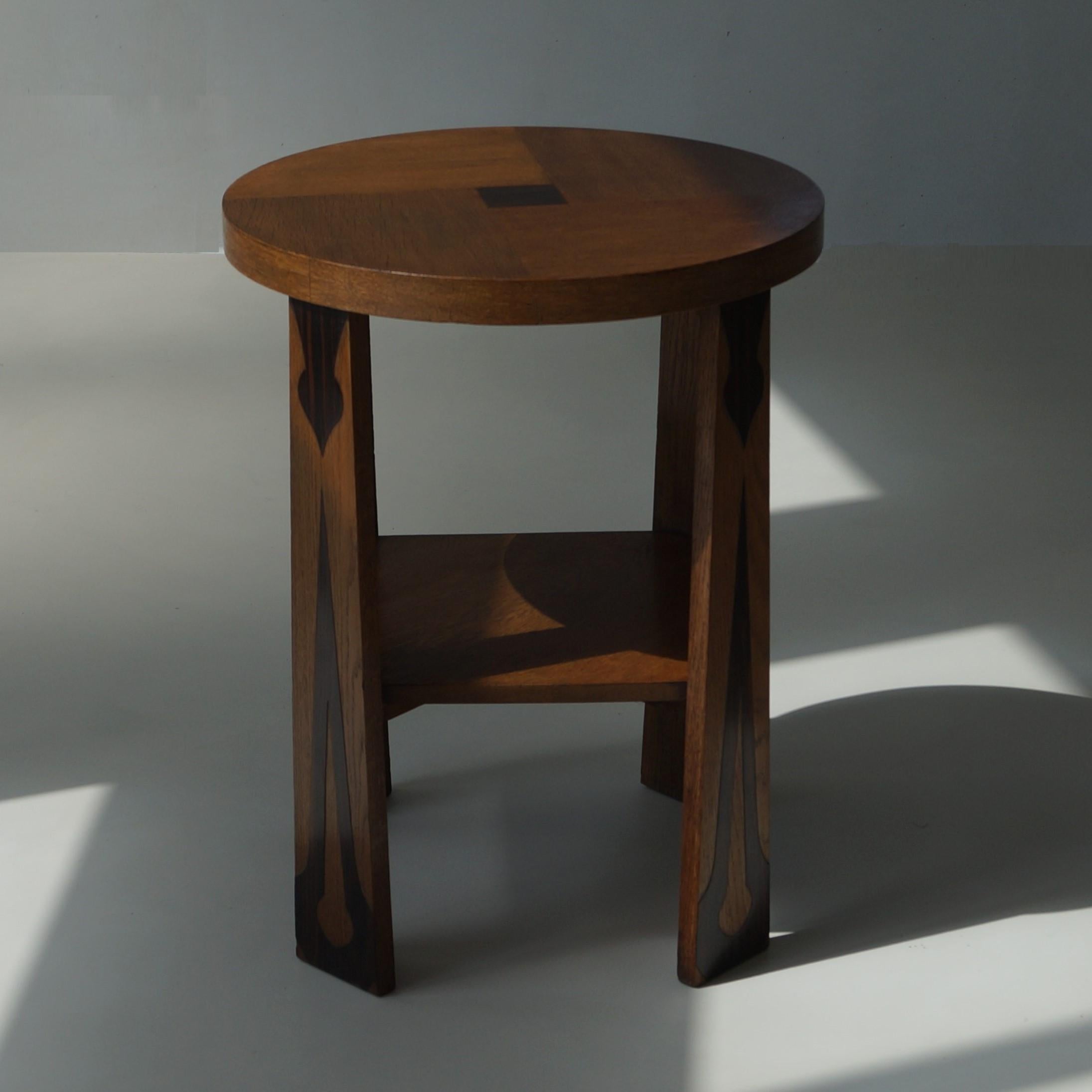 Oak Dutch Art Deco Amsterdam School occasional table, 1920s