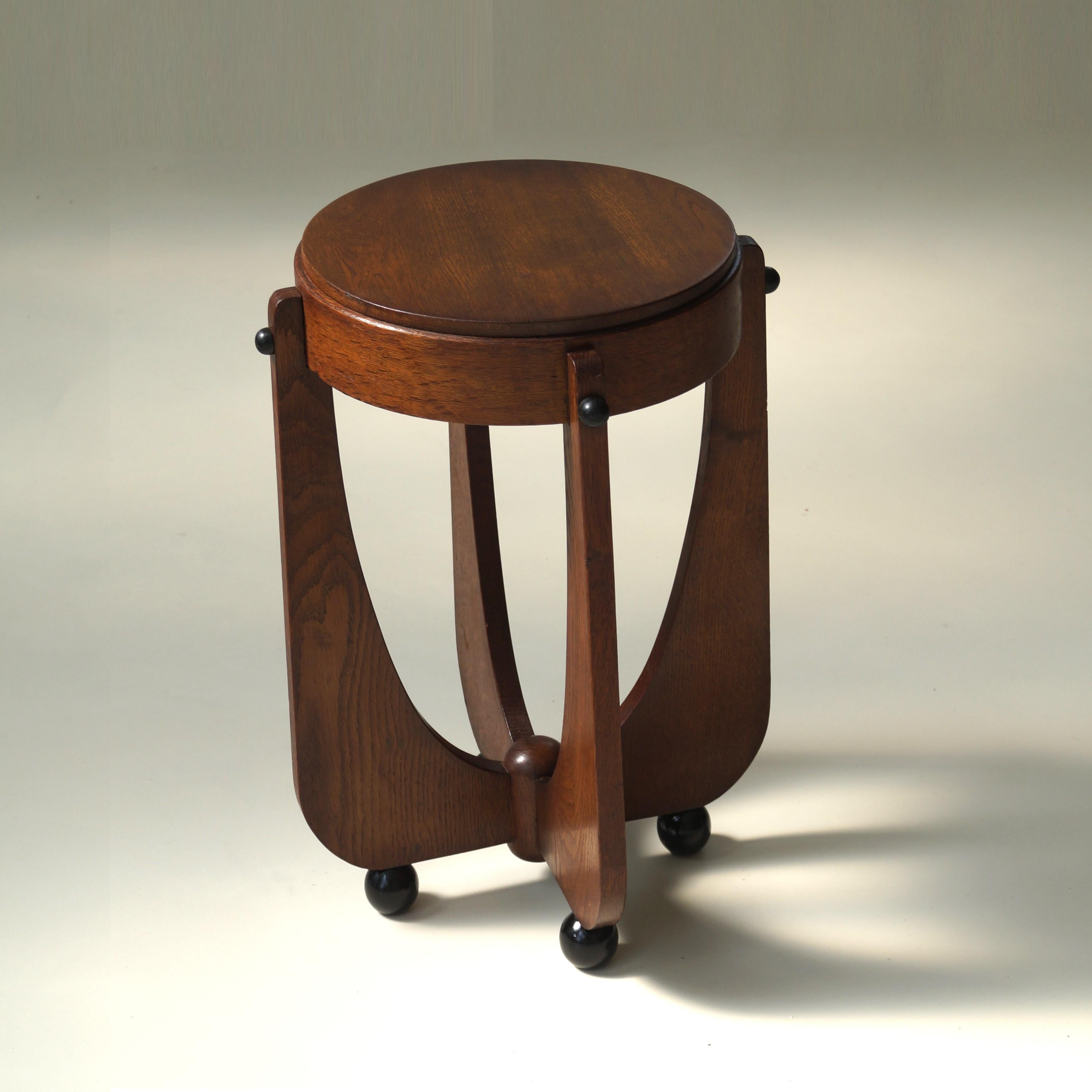 Oak Dutch Art Deco Amsterdam School occasional table, 1920s