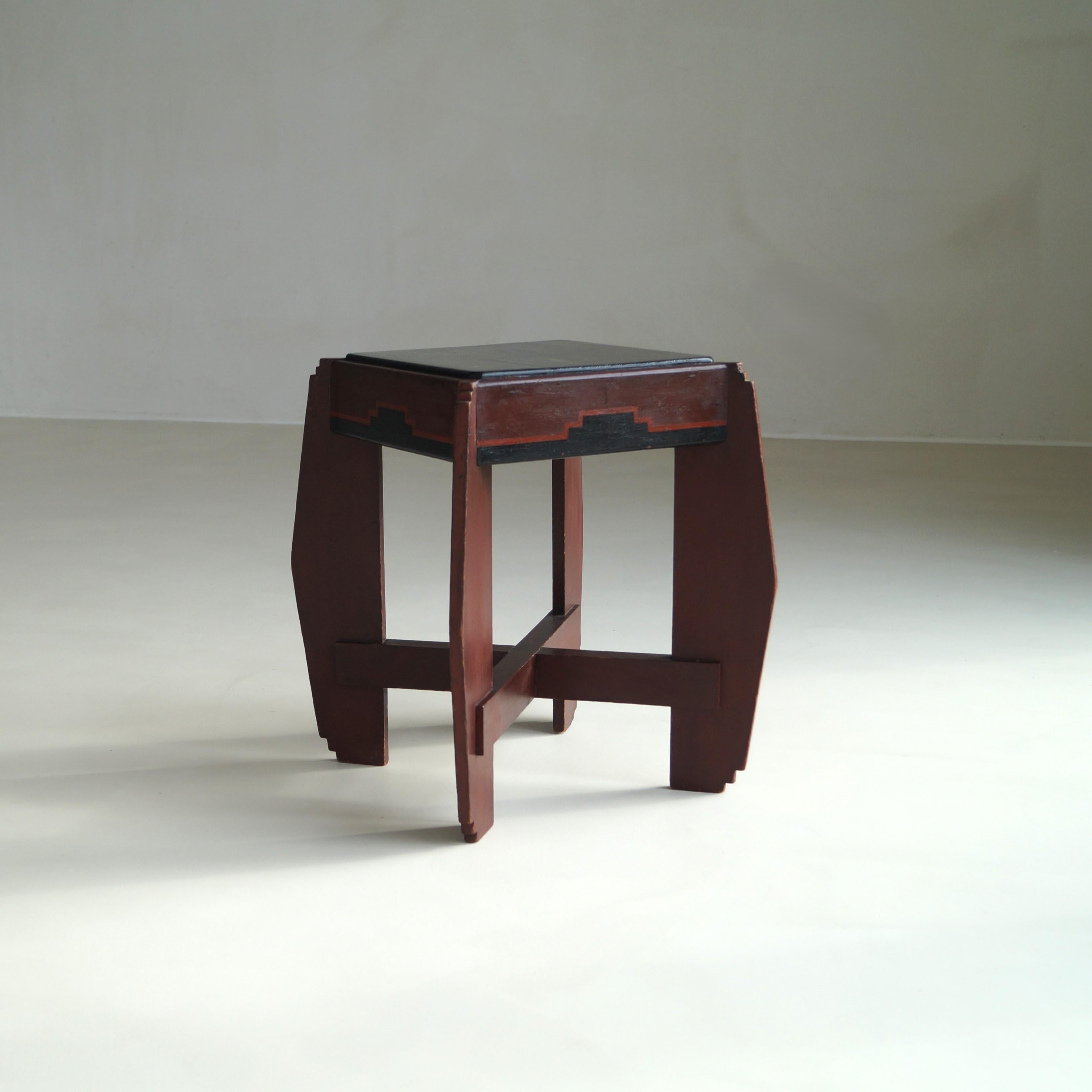 Dutch Art Deco Amsterdam School occasional table with original paintwork, 1920s 5
