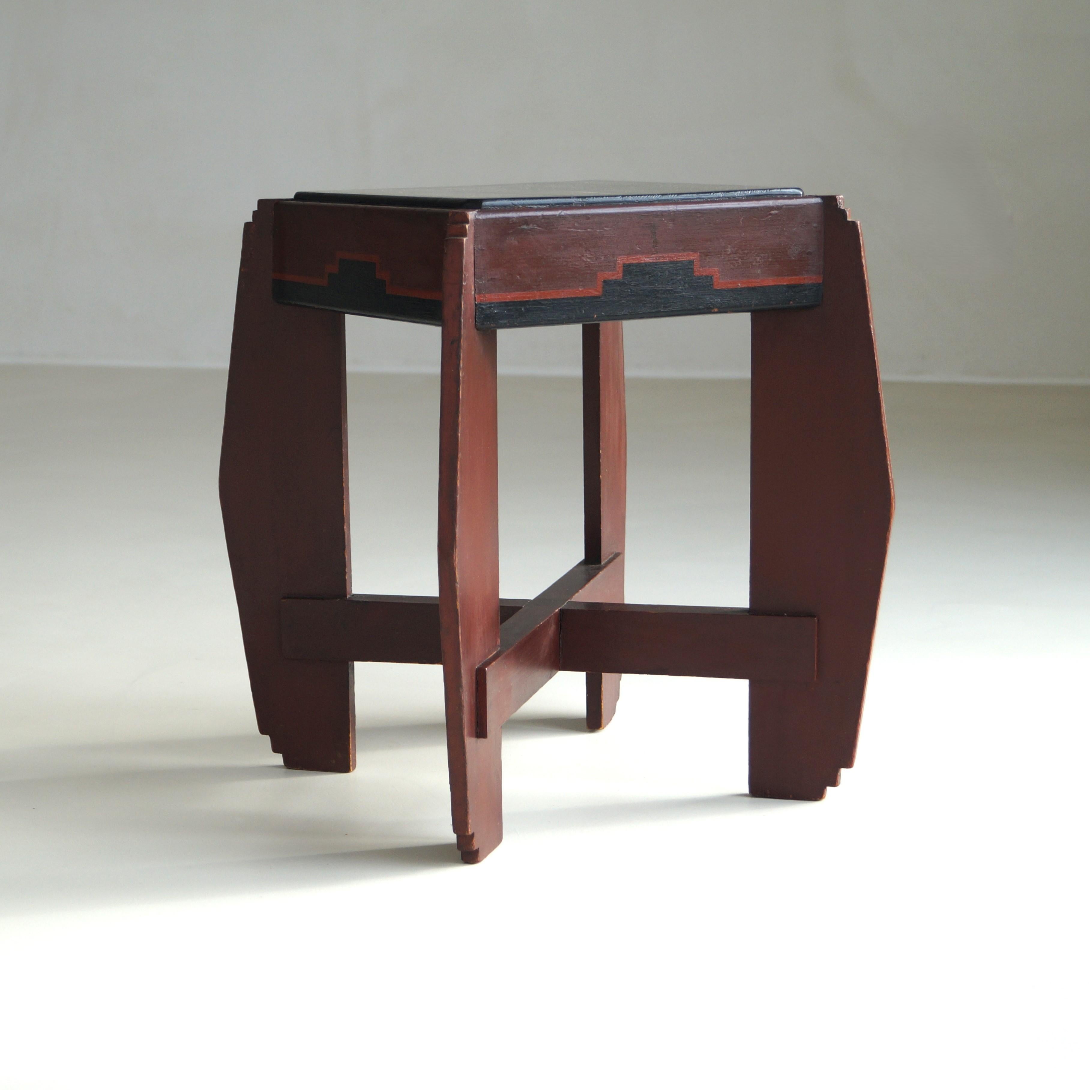 Dutch Art Deco Amsterdam School occasional table with original paintwork, 1920s 6