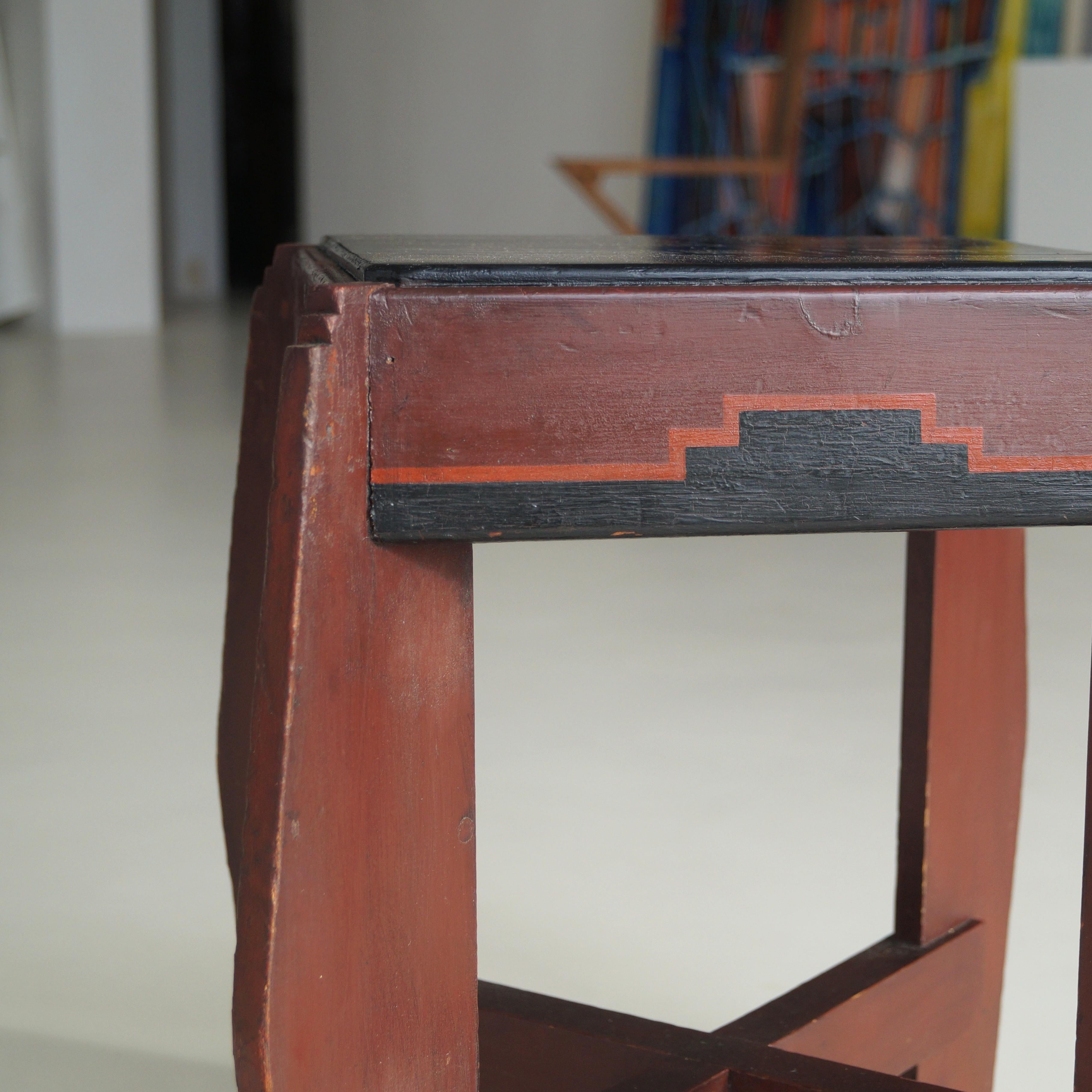 Dutch Art Deco Amsterdam School occasional table with original paintwork, 1920s 8
