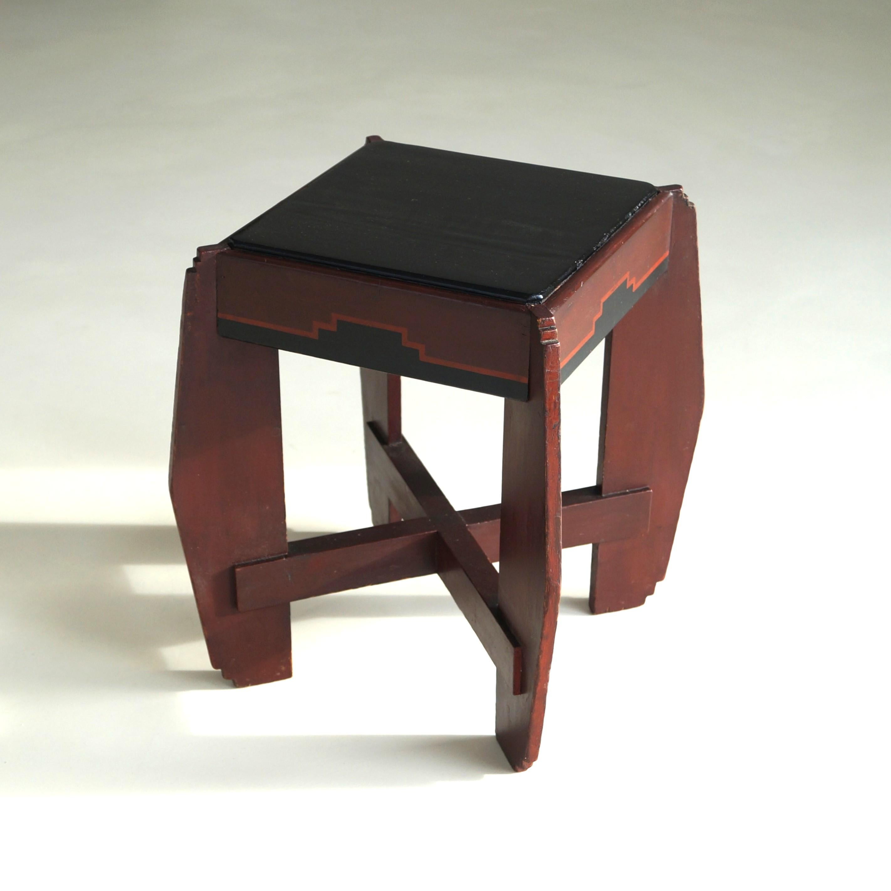 Dutch Art Deco Amsterdam School occasional table with original paintwork, 1920s 10