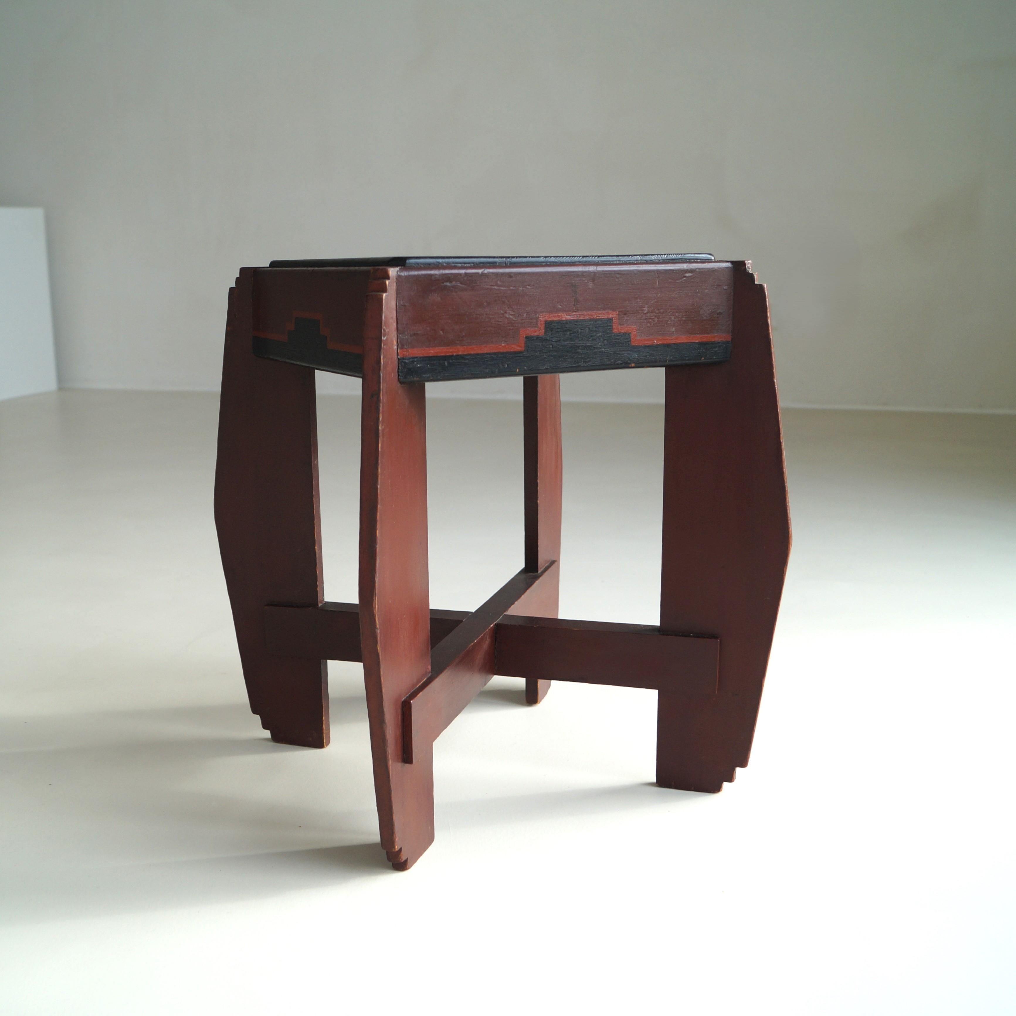 Hand-Painted Dutch Art Deco Amsterdam School occasional table with original paintwork, 1920s