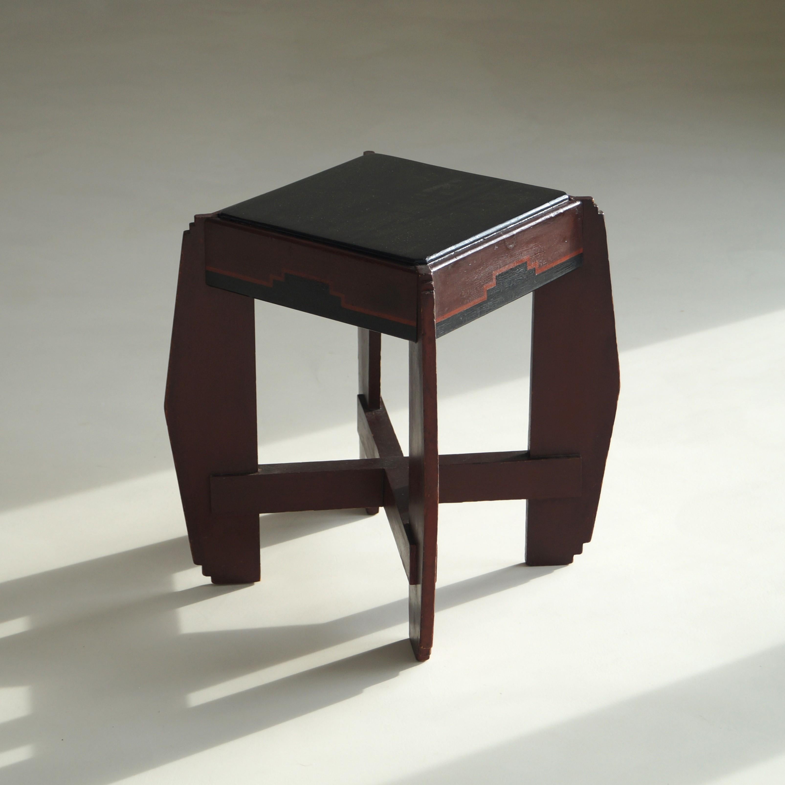 Dutch Art Deco Amsterdam School occasional table with original paintwork, 1920s In Good Condition In EVERDINGEN, NL