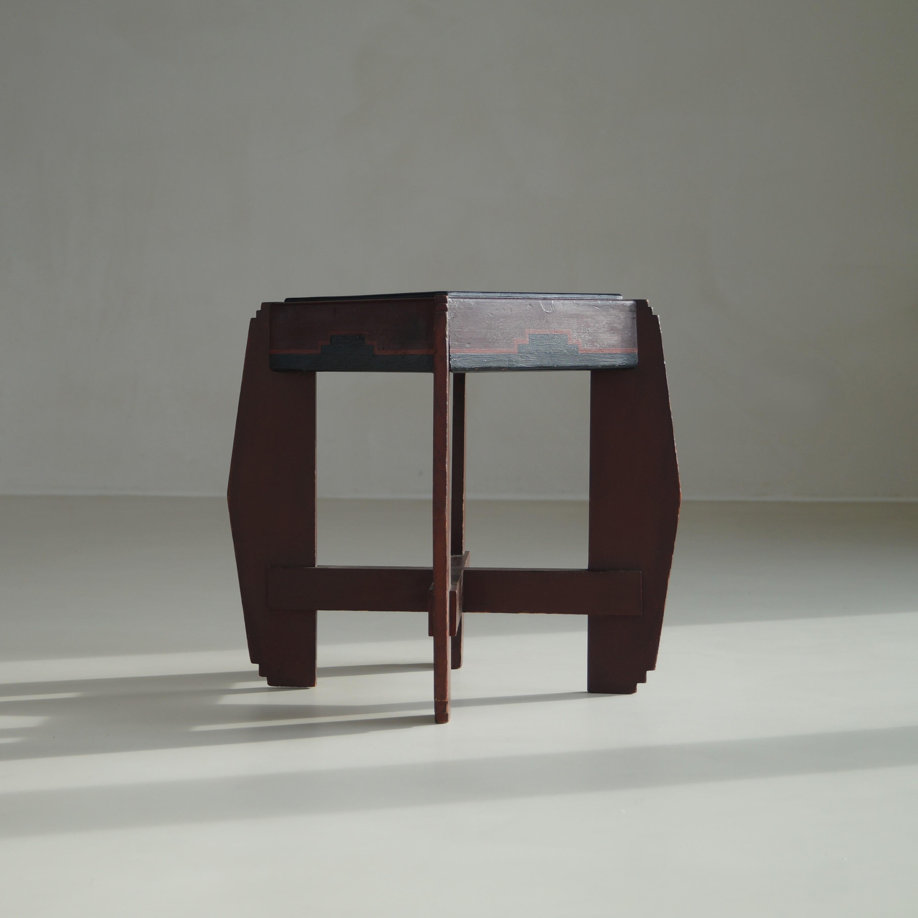 Dutch Art Deco Amsterdam School occasional table with original paintwork, 1920s 1