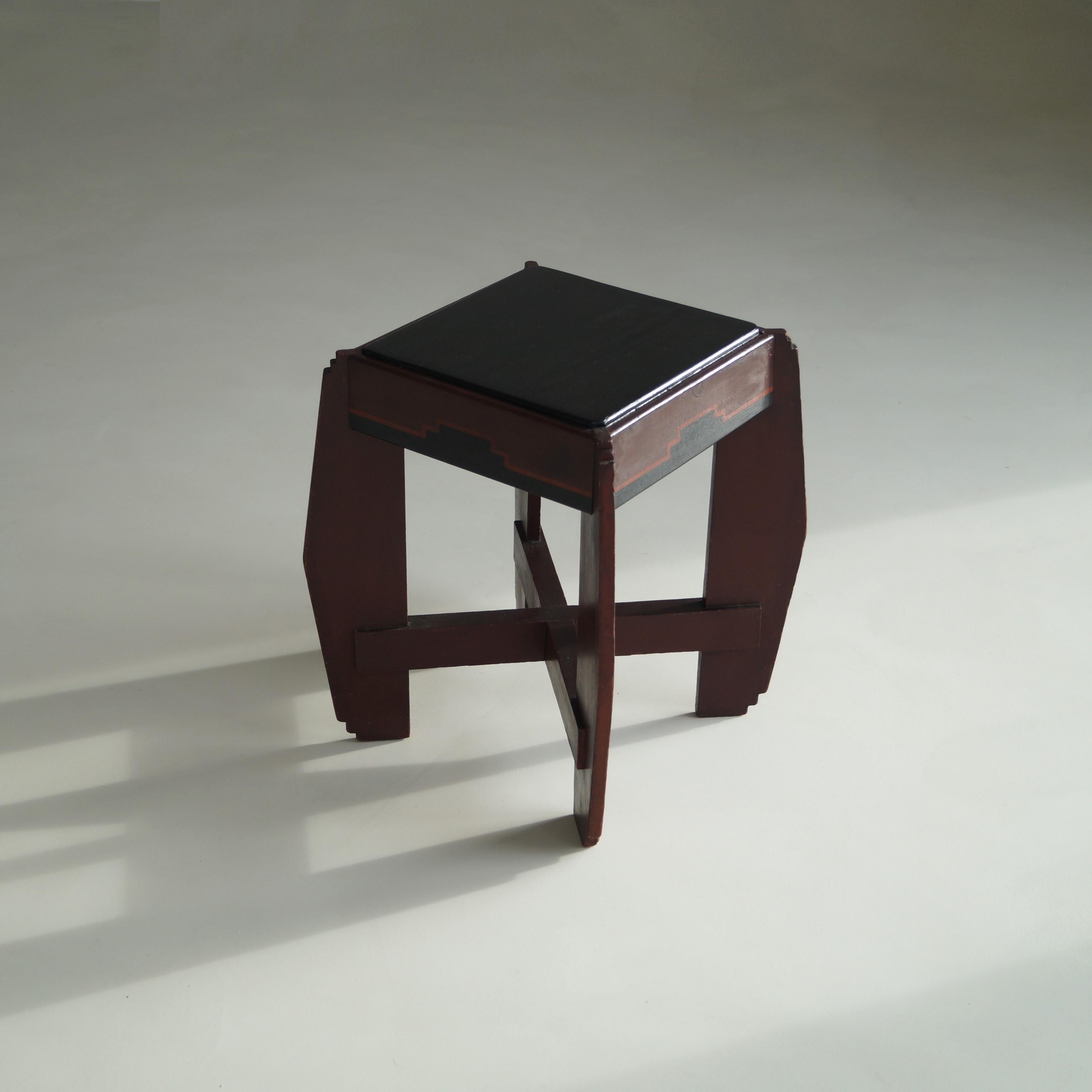 Dutch Art Deco Amsterdam School occasional table with original paintwork, 1920s 2