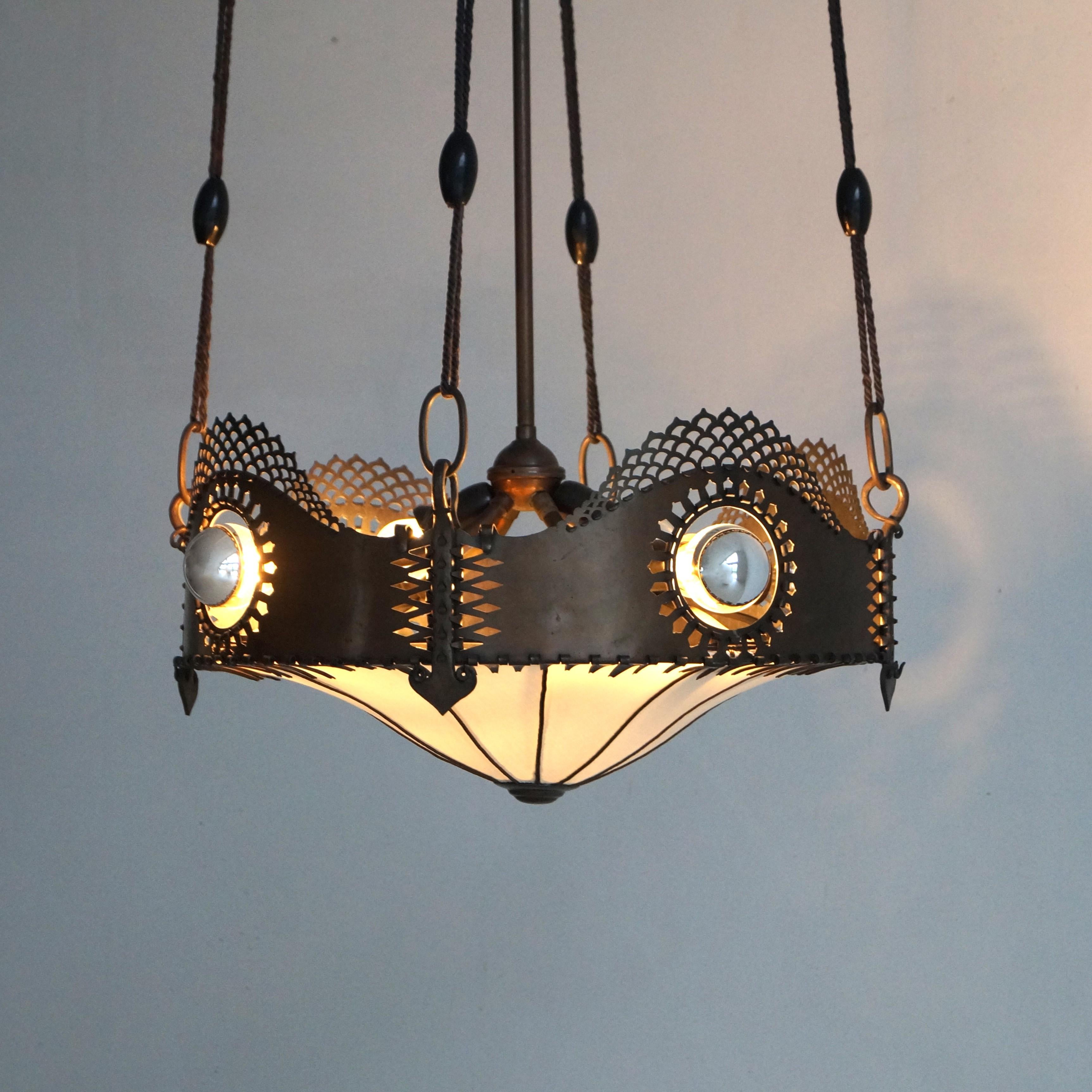 Lampada a sospensione Art Deco olandese della Scuola di Amsterdam di Winkelman & Van der Bijl, anni '20 in vendita 2