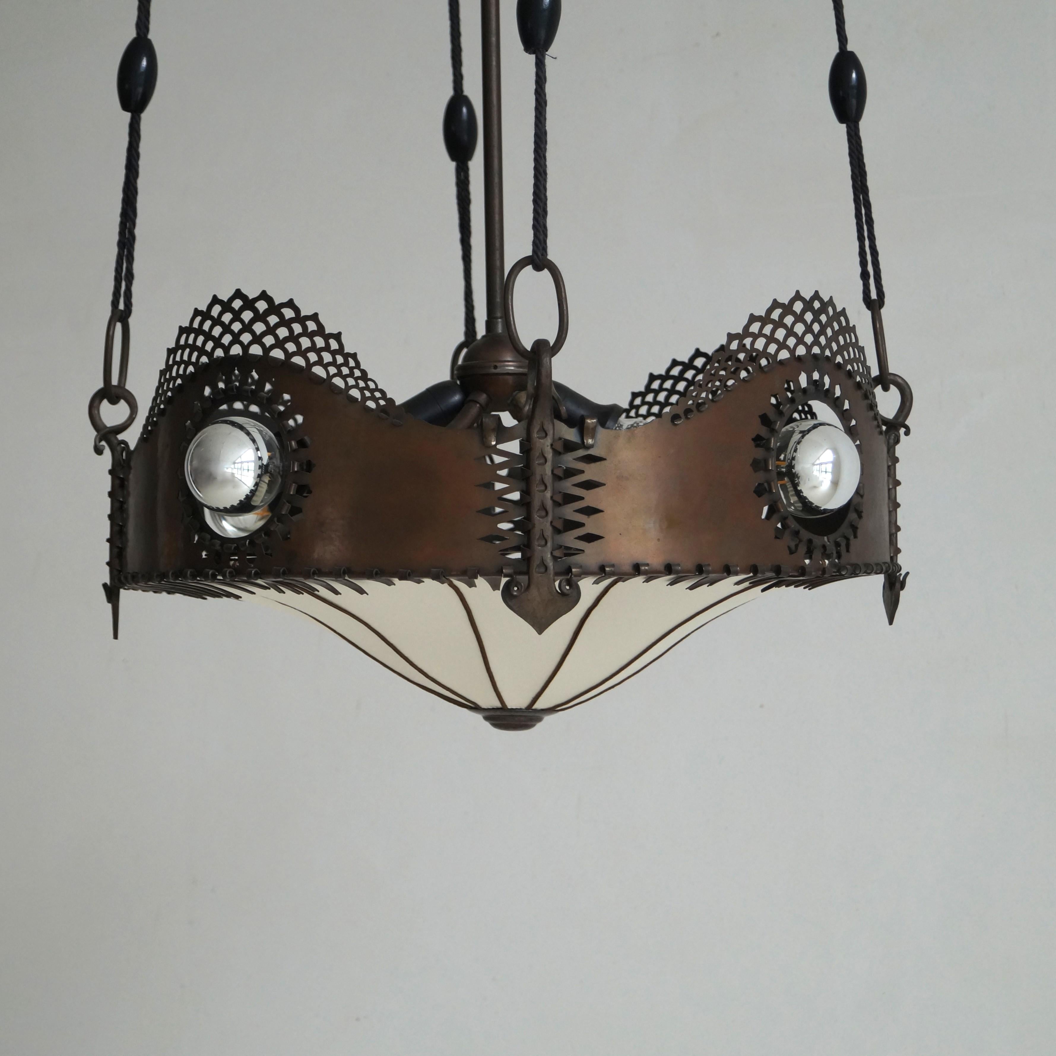 Lampada a sospensione Art Deco olandese della Scuola di Amsterdam di Winkelman & Van der Bijl, anni '20 in vendita 4