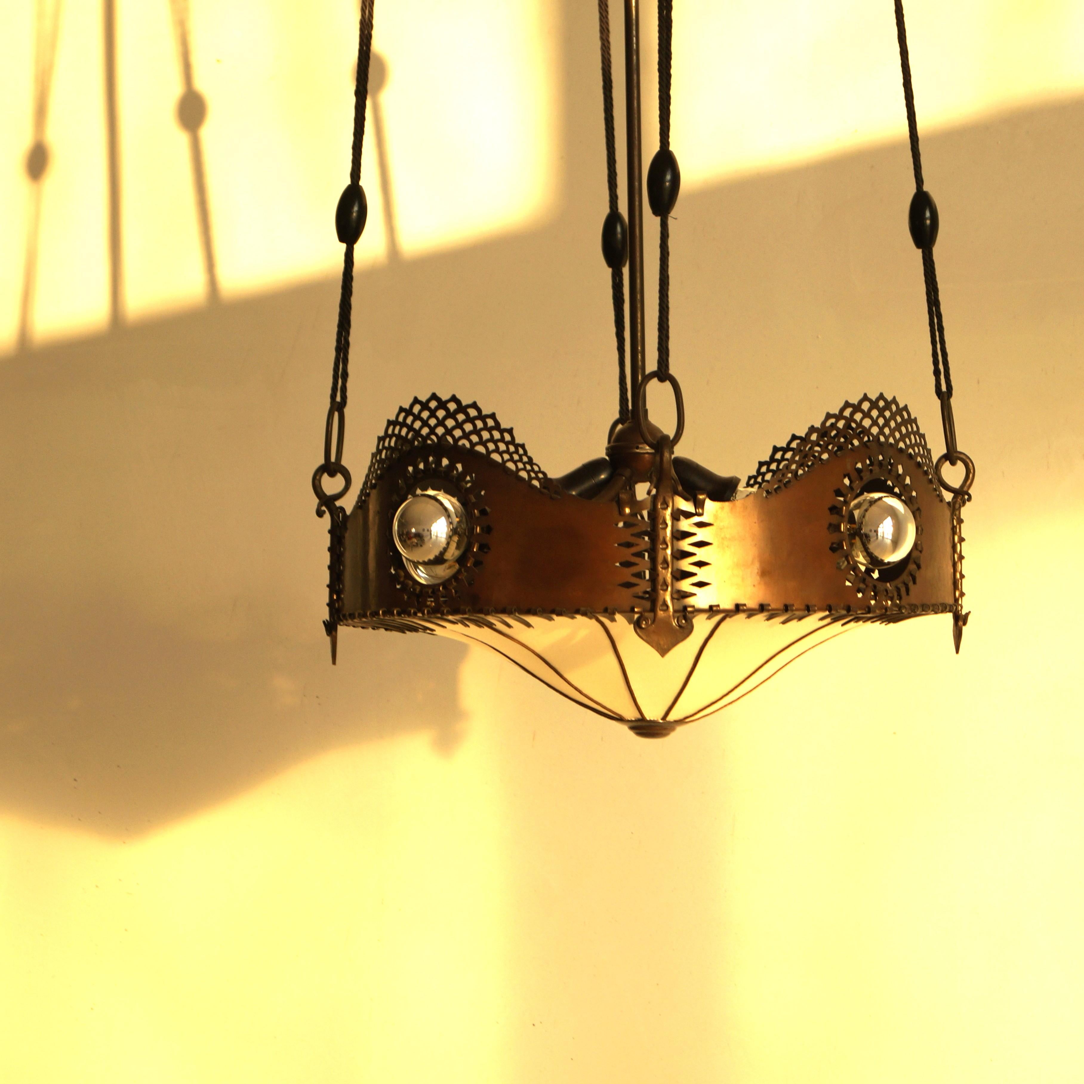 Lampada a sospensione Art Deco olandese della Scuola di Amsterdam di Winkelman & Van der Bijl, anni '20 in vendita 5