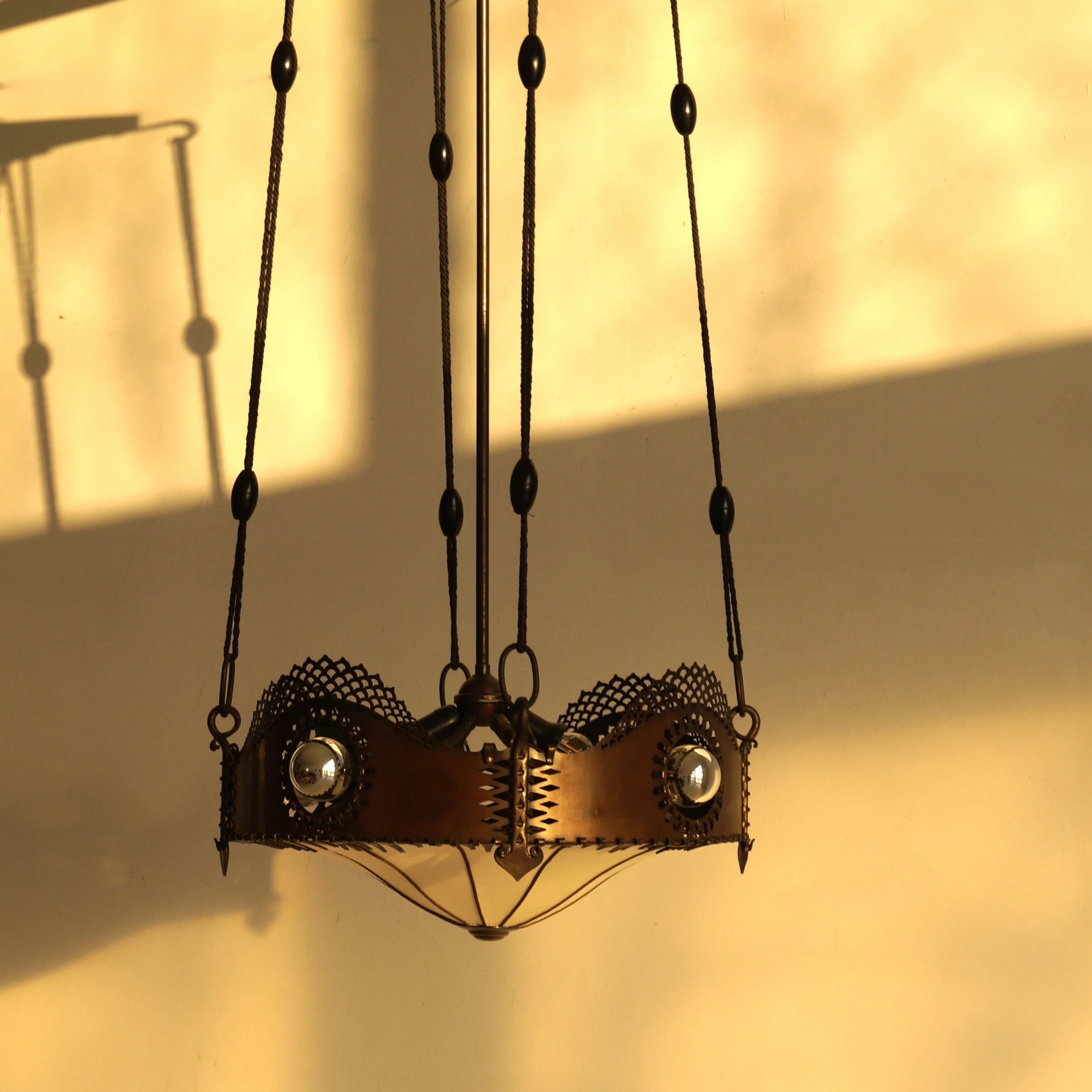 Lampada a sospensione Art Deco olandese della Scuola di Amsterdam di Winkelman & Van der Bijl, anni '20 in vendita 8