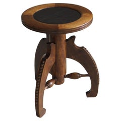 Tabouret de piano Art déco hollandais de l'école d'Amsterdam avec un design sculptural, années 1920