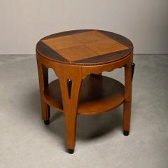 Dutch Art Deco Amsterdam School side table in Oak with Coromandel inlay, 1930s