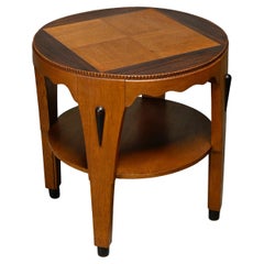 Dutch Art Deco Amsterdam School side table in Oak with Coromandel inlay, 1930s