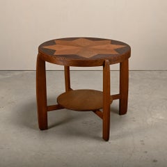 Dutch Art Deco Amsterdam School side table in Oak with star Coromandel inlay