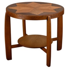 Dutch Art Deco Amsterdam School side table in Oak with star Coromandel inlay
