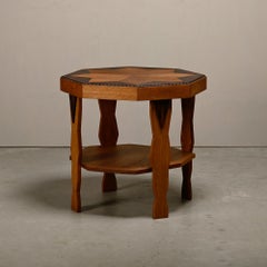 Dutch Art Deco Amsterdam School side table in solid oak, 1930s