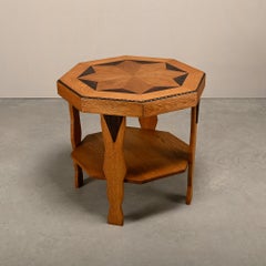 Dutch Art Deco Amsterdam School side table in solid oak, 1930s