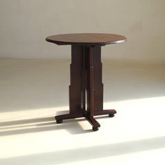 Dutch Art Deco Amsterdam School Side Table, stepped design and ball feet, 1920s