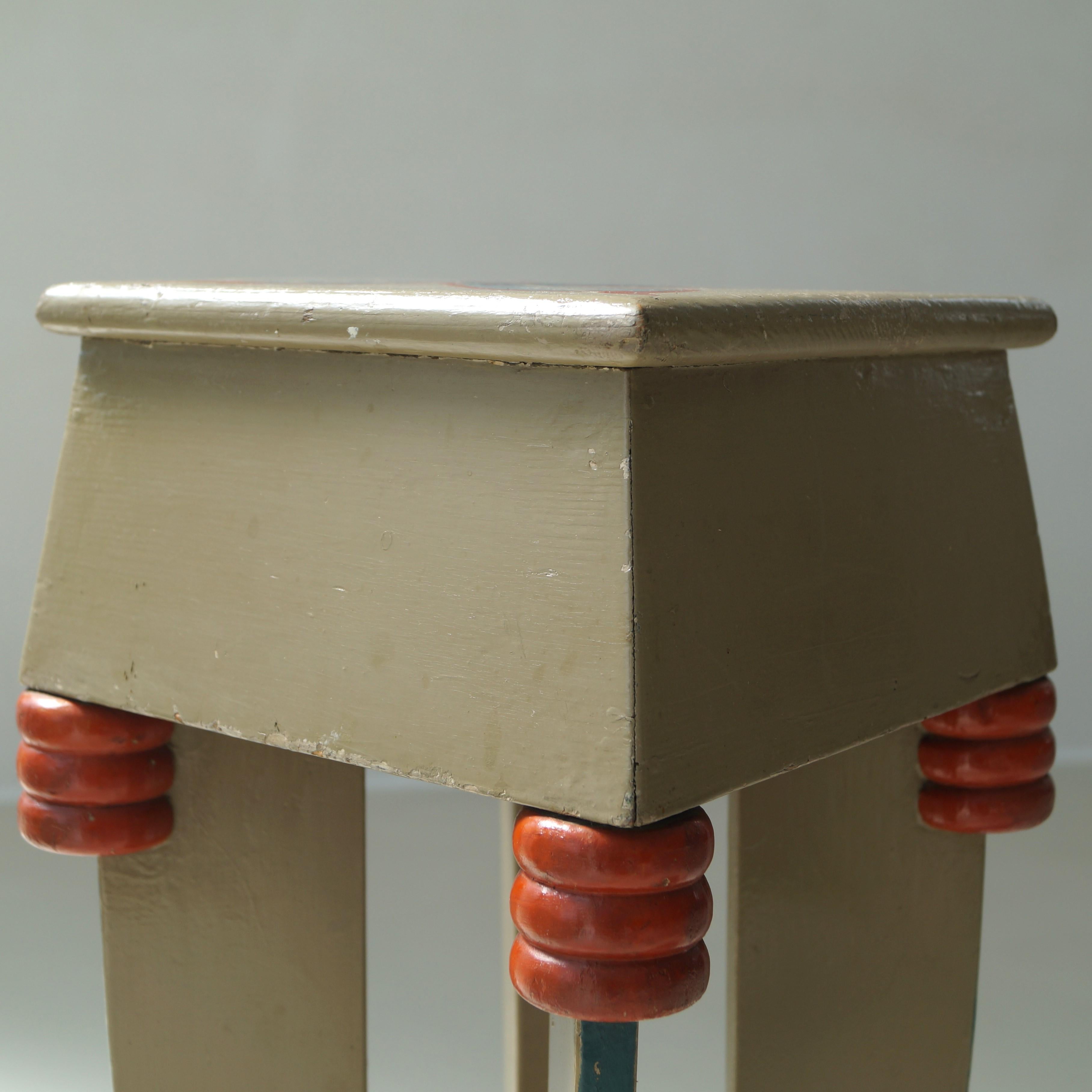 Dutch Art Deco Amsterdam School small pedestal table in original paint, 1920s 4