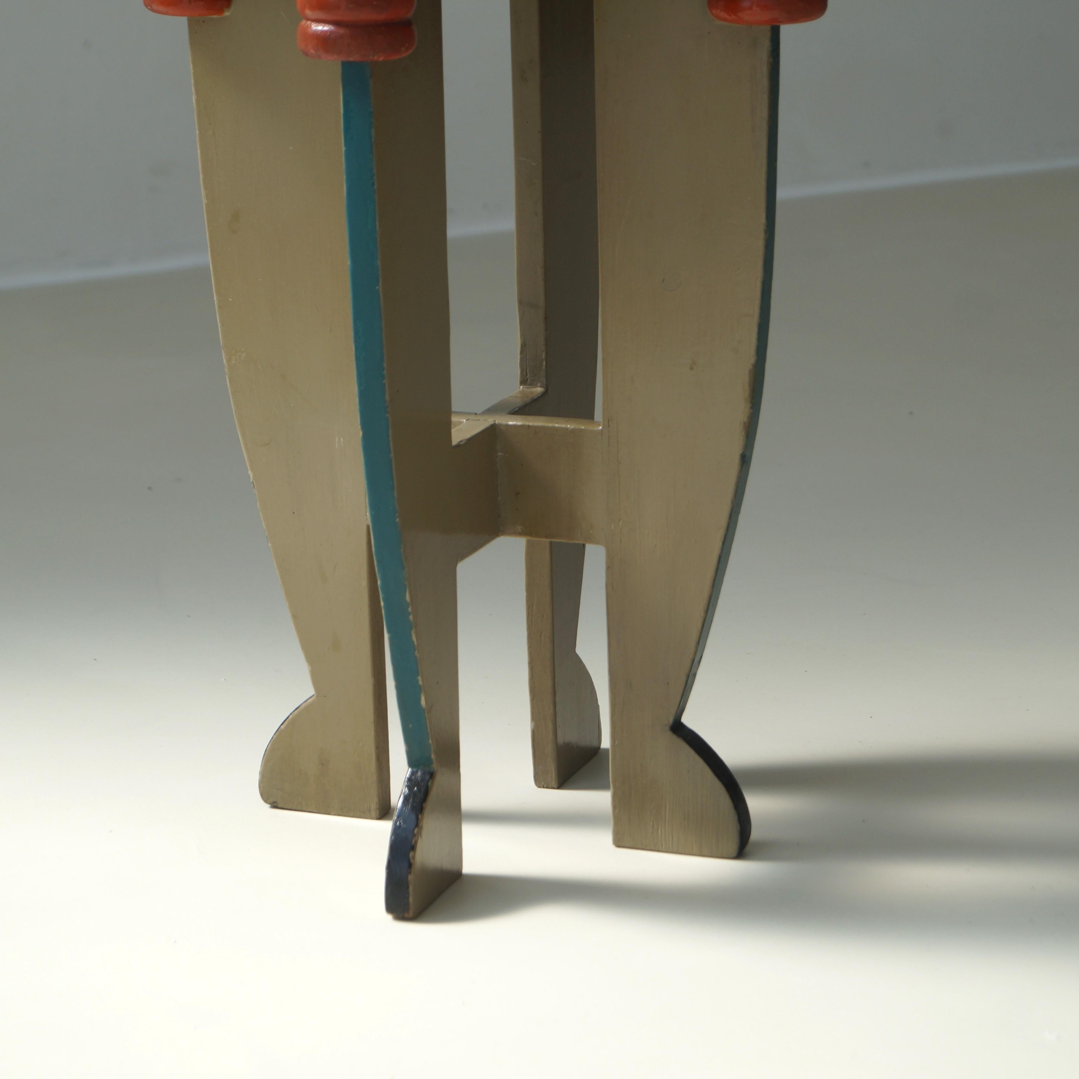 Dutch Art Deco Amsterdam School small pedestal table in original paint, 1920s 6