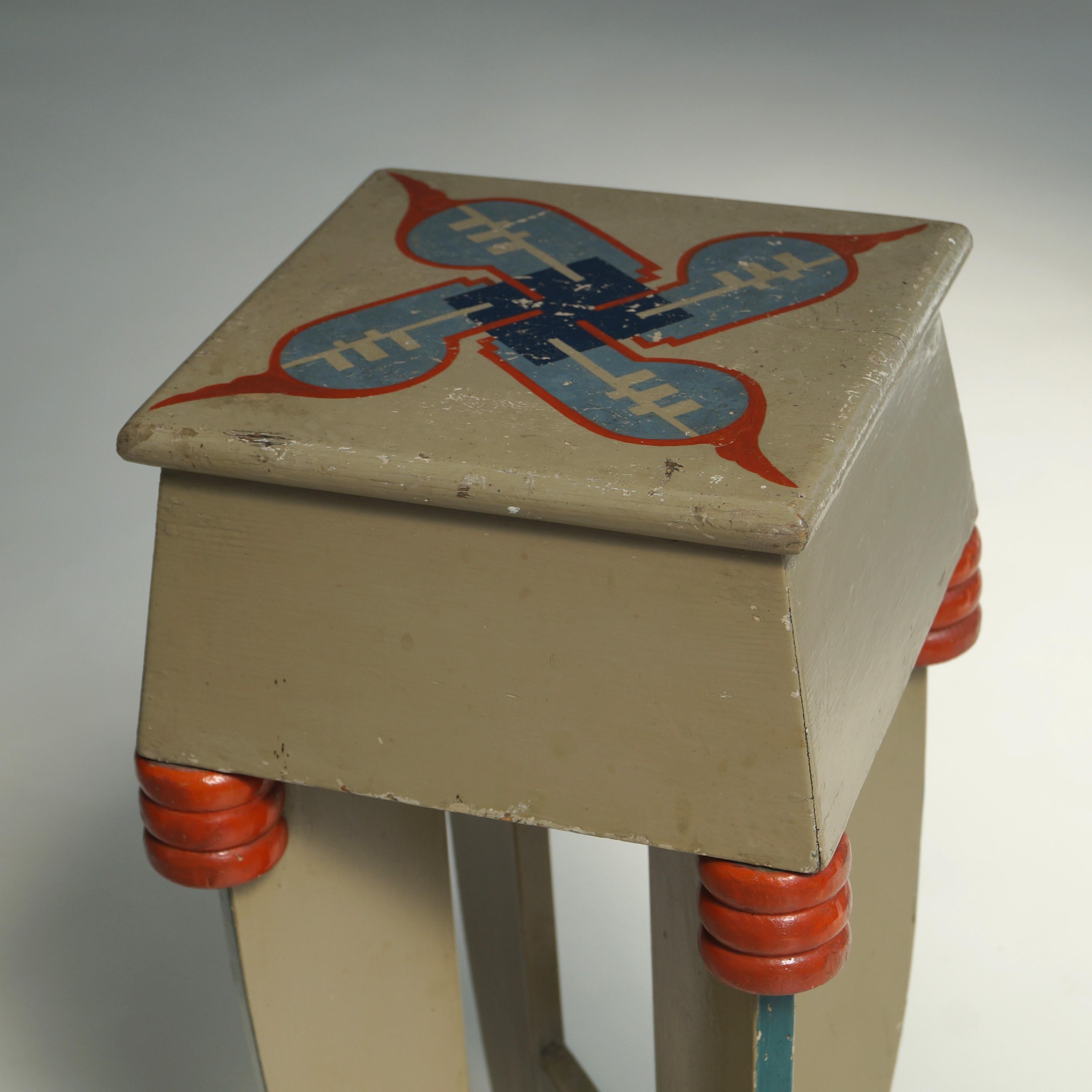 Dutch Art Deco Amsterdam School small pedestal table in original paint, 1920s 9