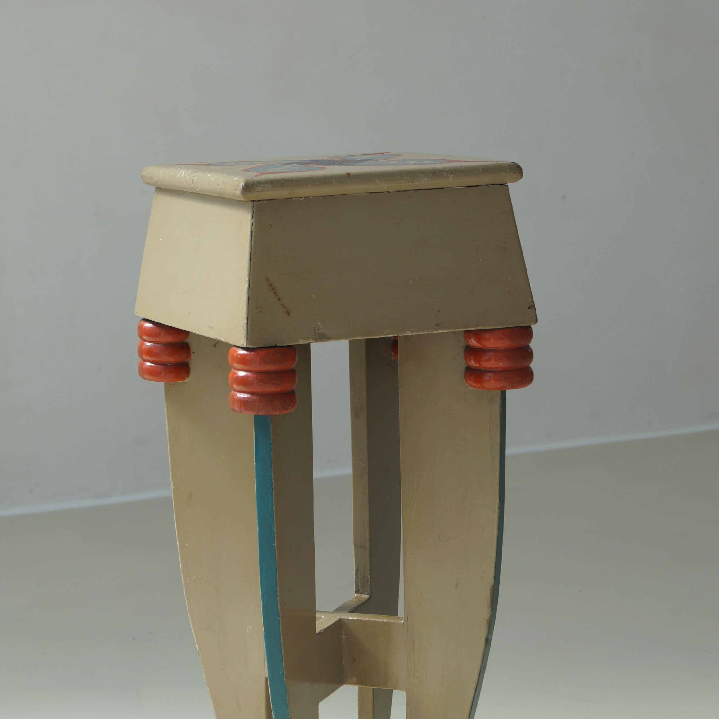 Dutch Art Deco Amsterdam School small pedestal table in original paint, 1920s 3