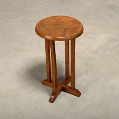Dutch Art Deco Amsterdam School small plant table or side table solid oak, 1930s