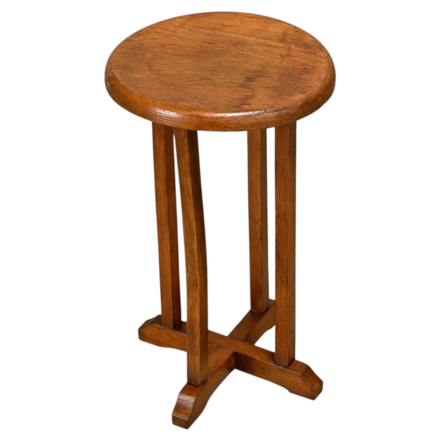 Dutch Art Deco Amsterdam School small plant table or side table solid oak, 1930s