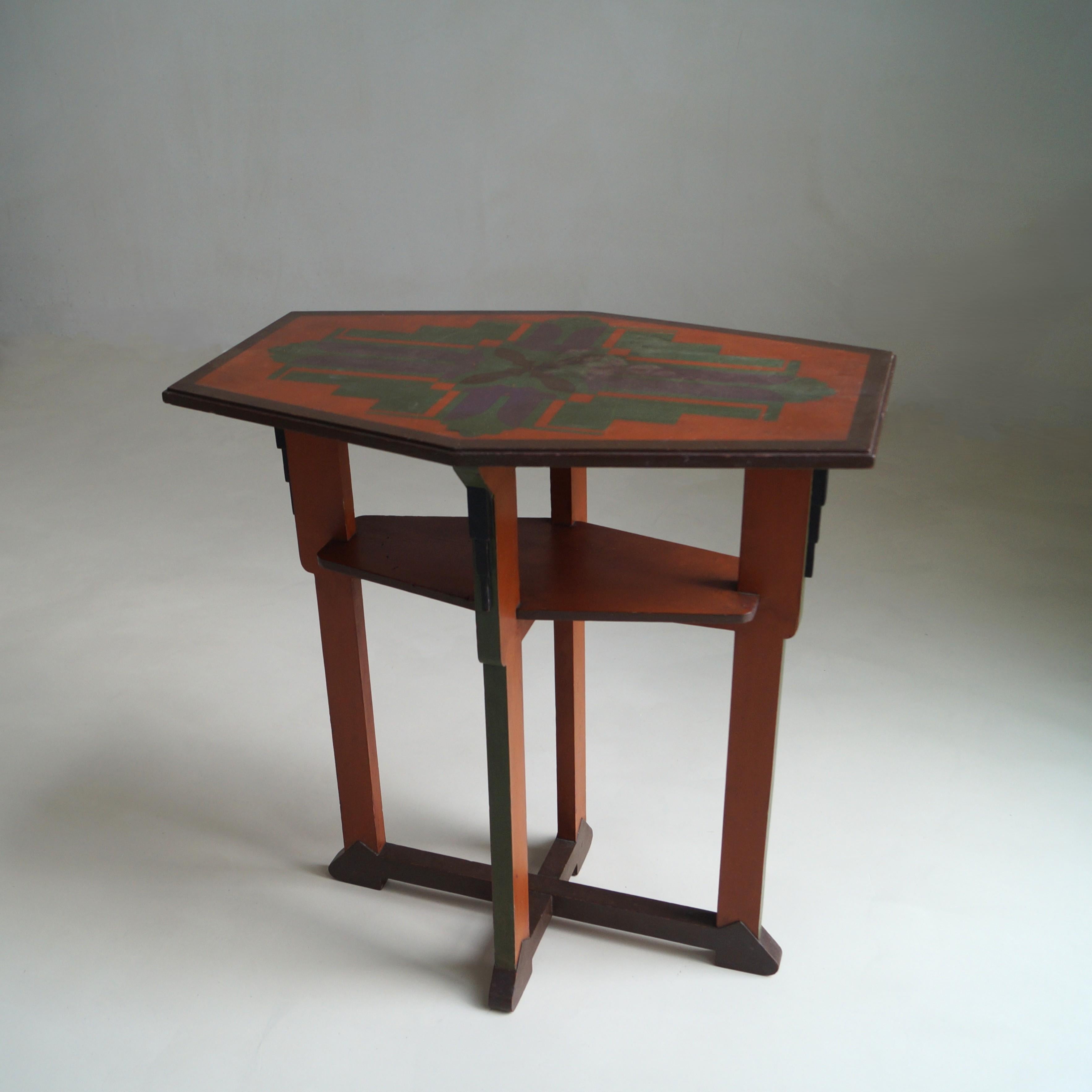 Dutch Art Deco Amsterdam School table in its original paint, 1920s en venta 3