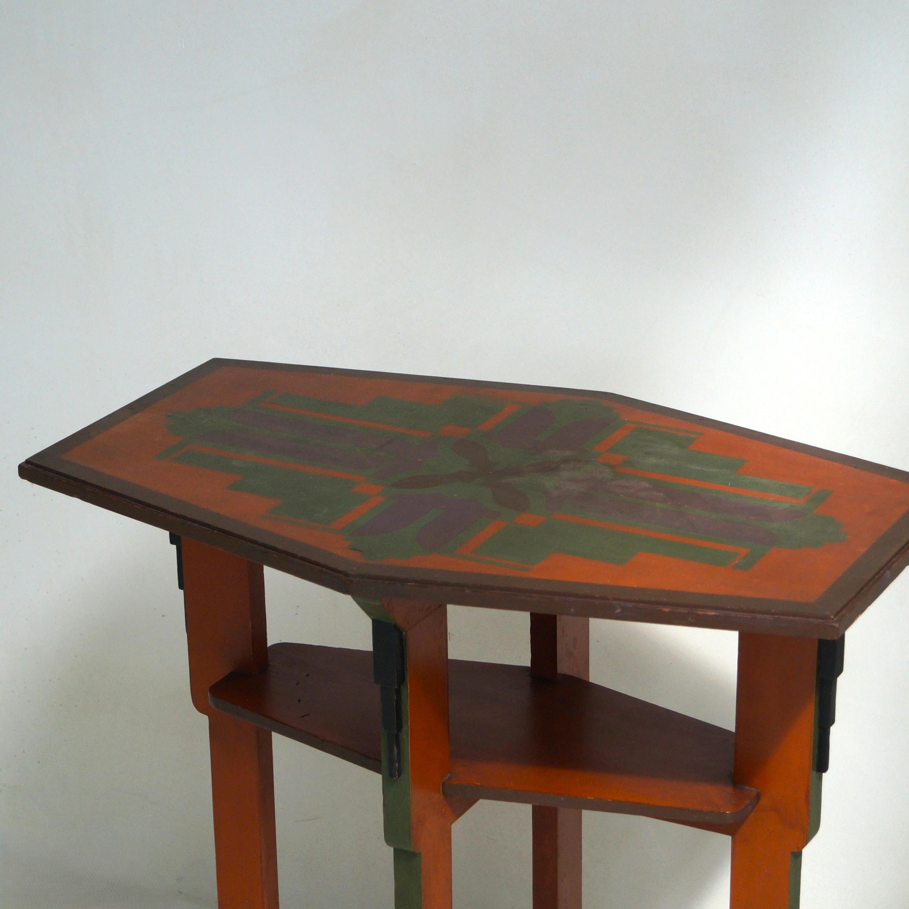 Dutch Art Deco Amsterdam School table in its original paint, 1920s en venta 4