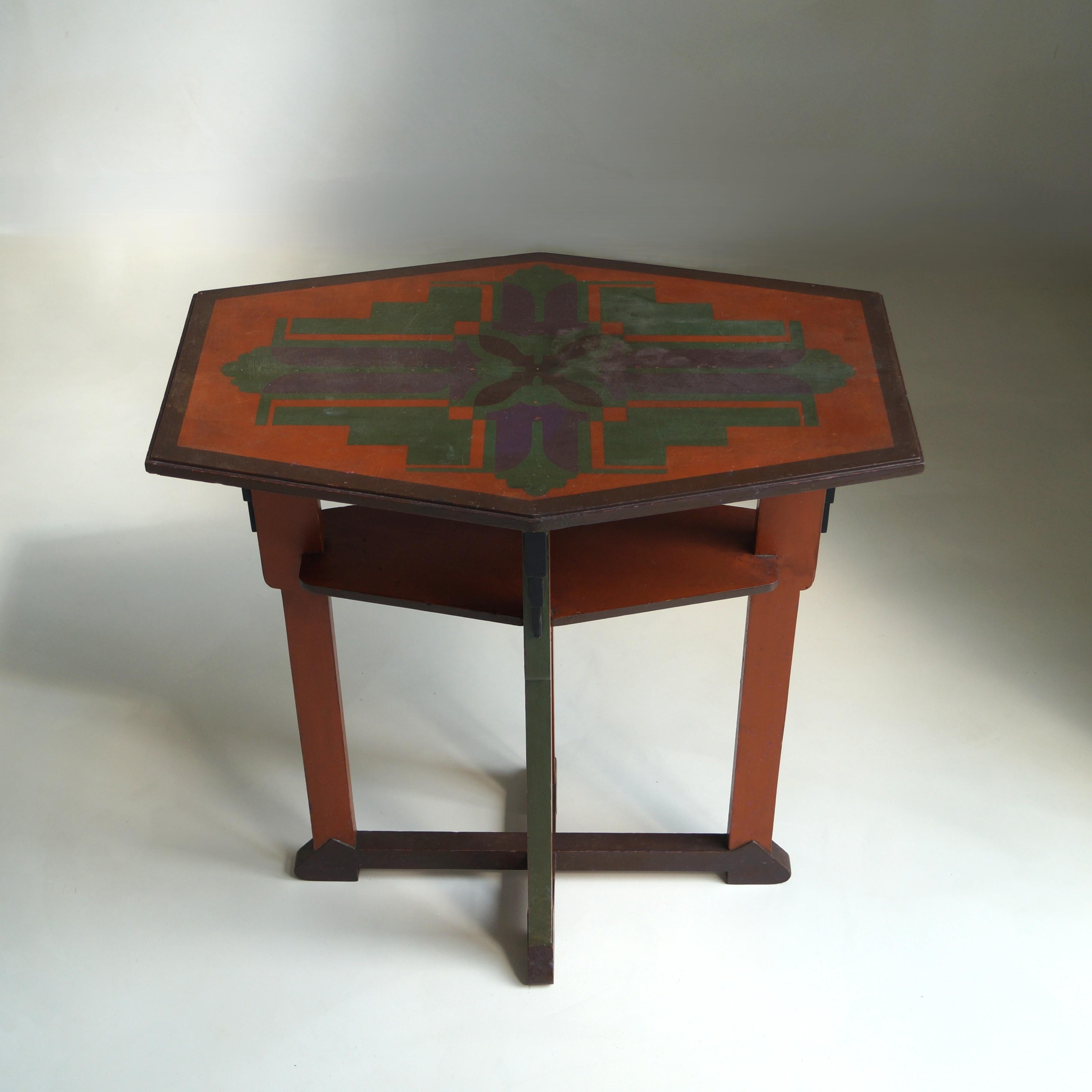 Dutch Art Deco Amsterdam School table in its original paint, 1920s en venta 6