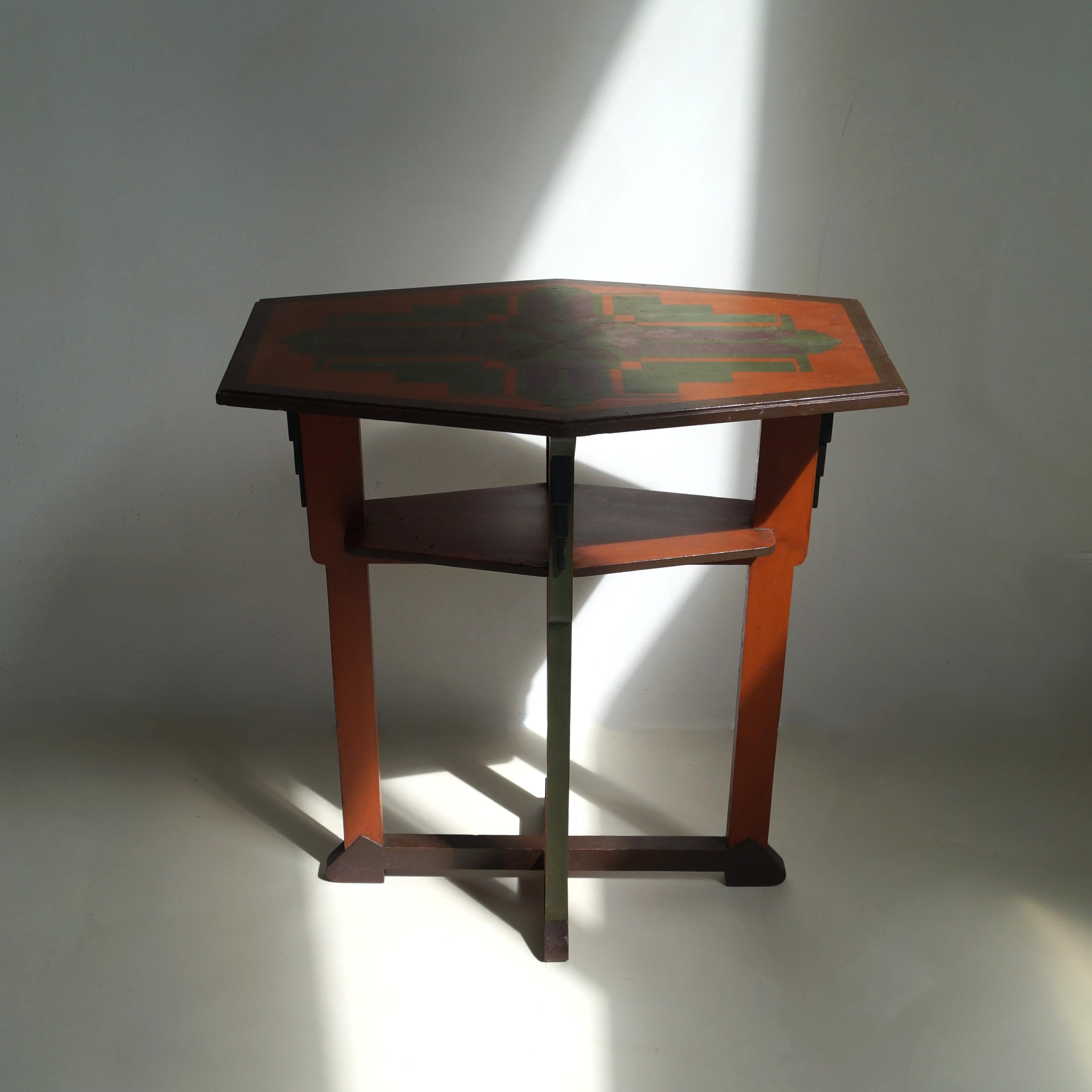 Dutch Art Deco Amsterdam School table in its original paint, 1920s en venta 7