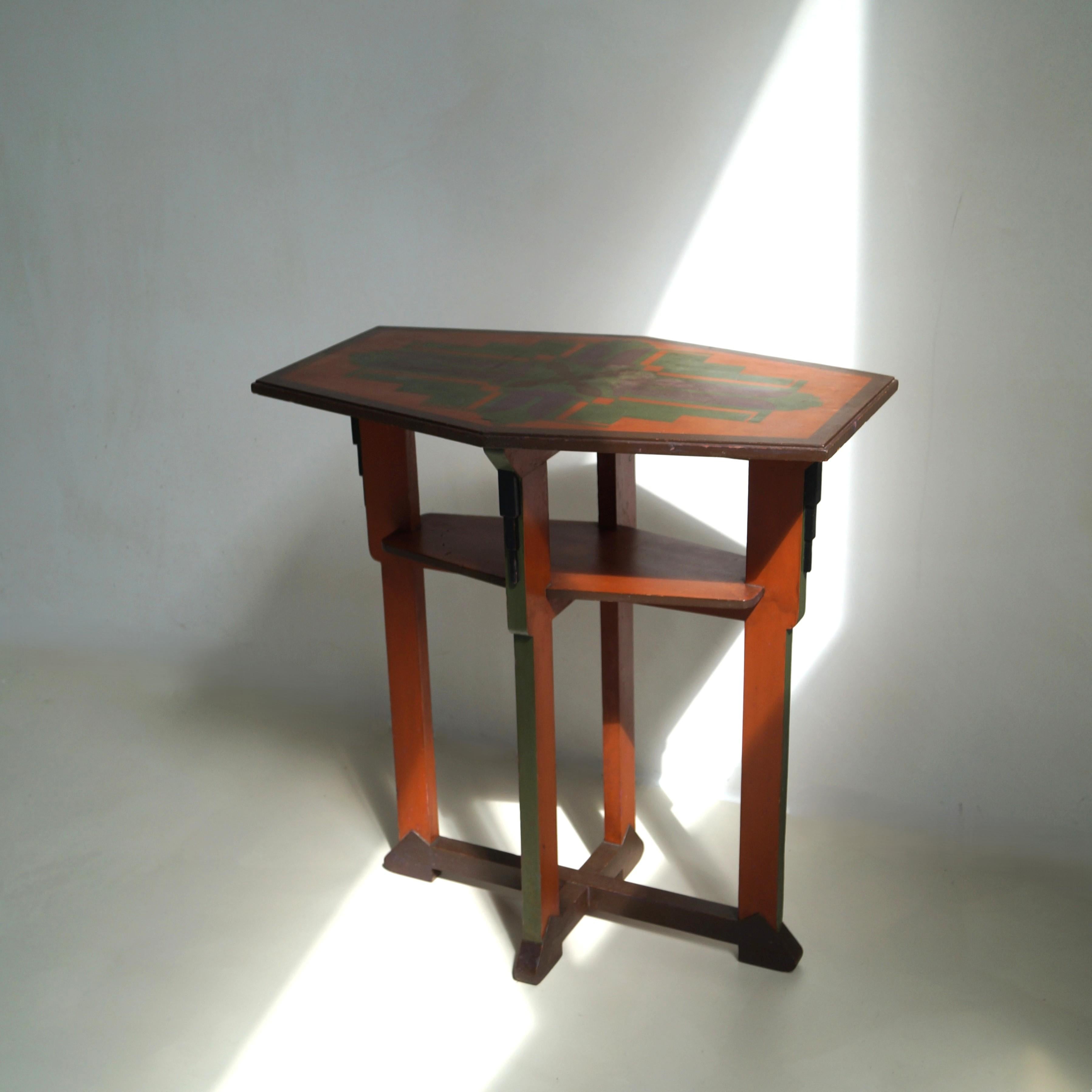 Dutch Art Deco Amsterdam School table in its original paint, 1920s en venta 8