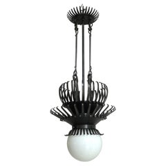 Lampe suspendue "Jellyfish" en fer forgé de l'école d'Amsterdam, art déco hollandais, années 1920