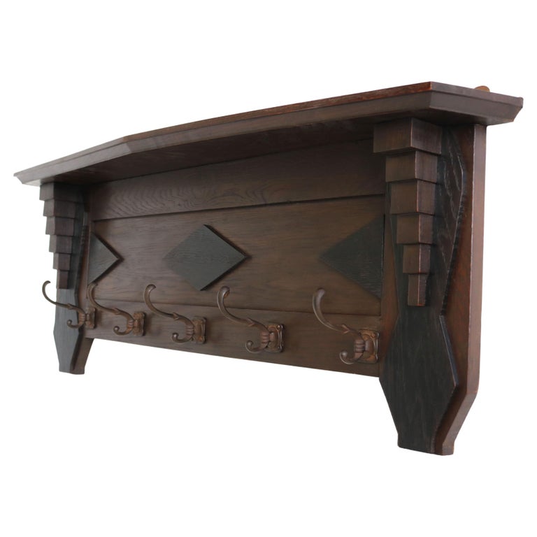 Dutch Art Deco Amsterdamse School Coat Rack / Hat Rack 1920 Oak Dark ...