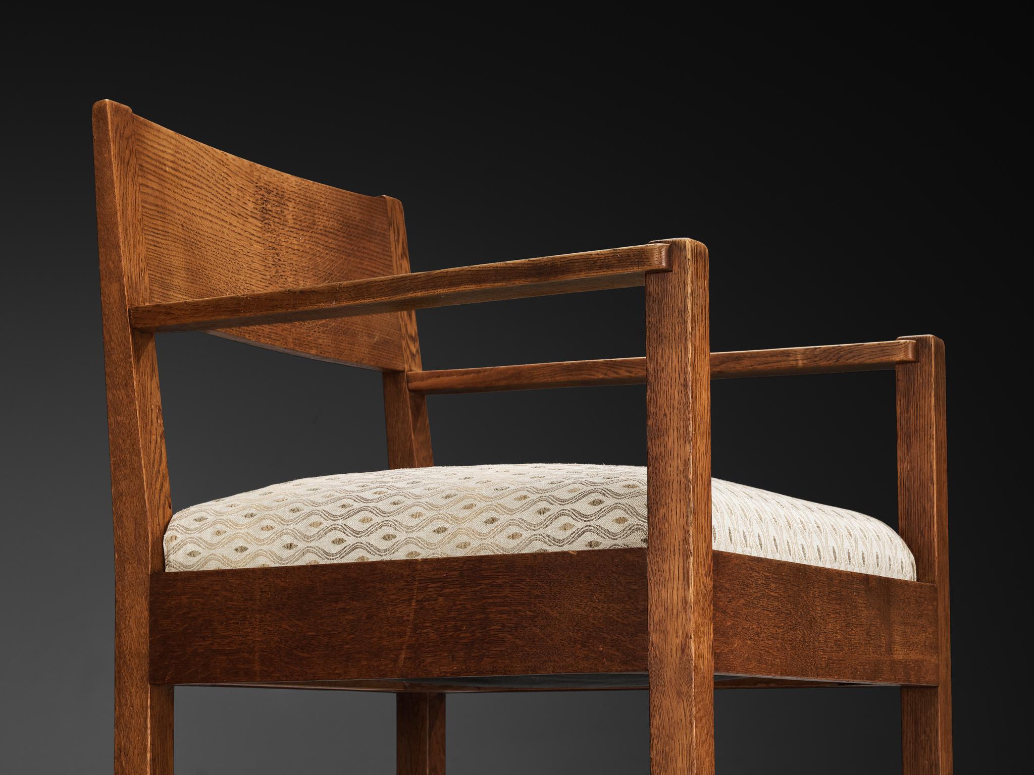 Dutch Art Deco Armchair in Oak In Good Condition For Sale In Waalwijk, NL