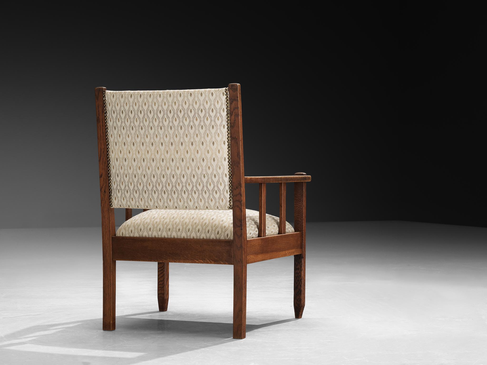 Mid-20th Century Dutch Art Deco Armchair in Oak For Sale