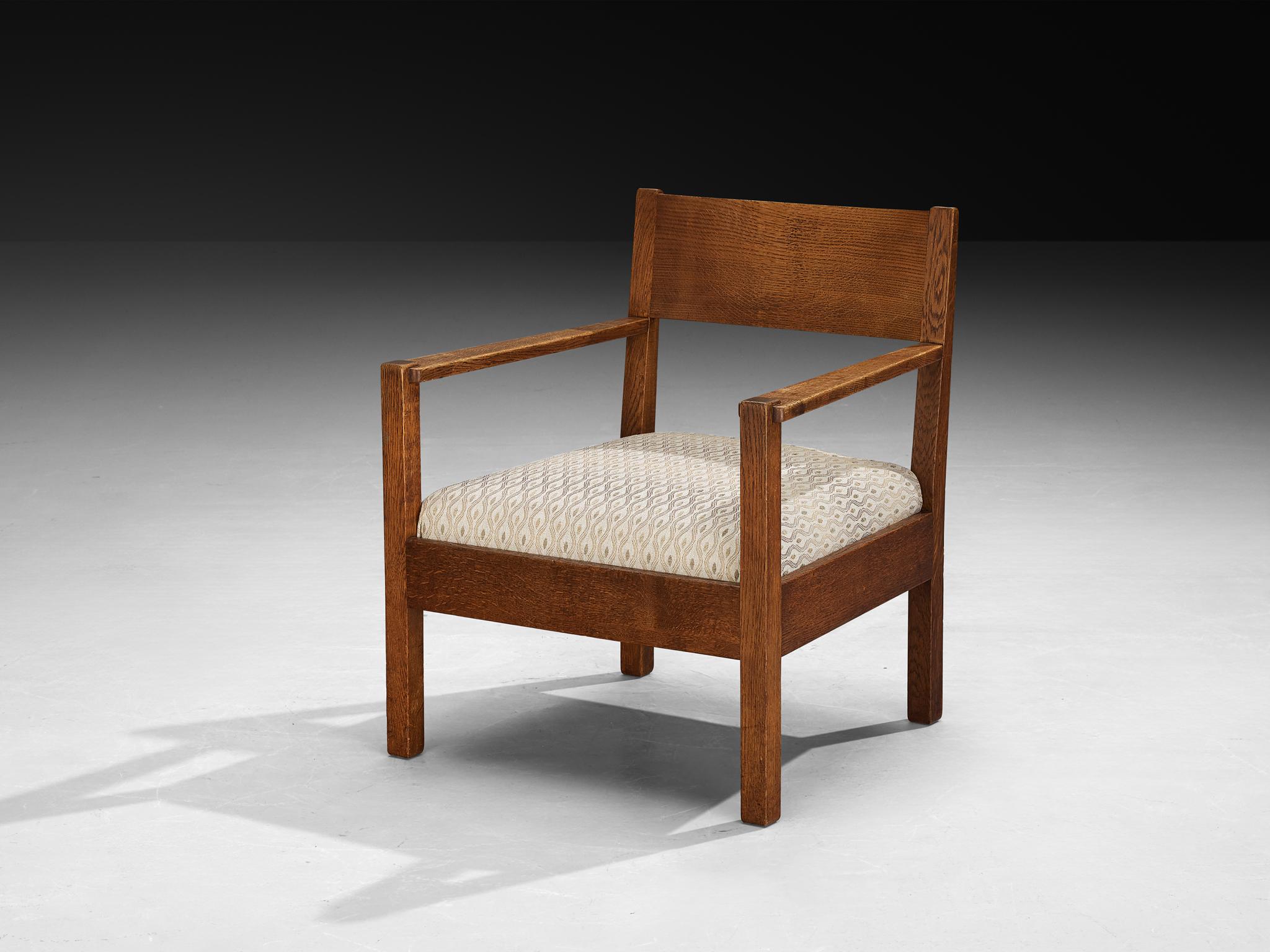 Mid-20th Century Dutch Art Deco Armchair in Oak For Sale