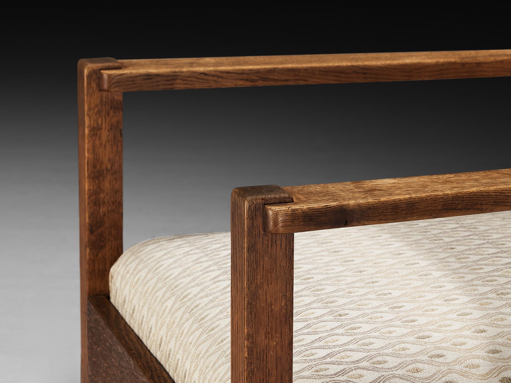 Fabric Dutch Art Deco Armchair in Oak For Sale