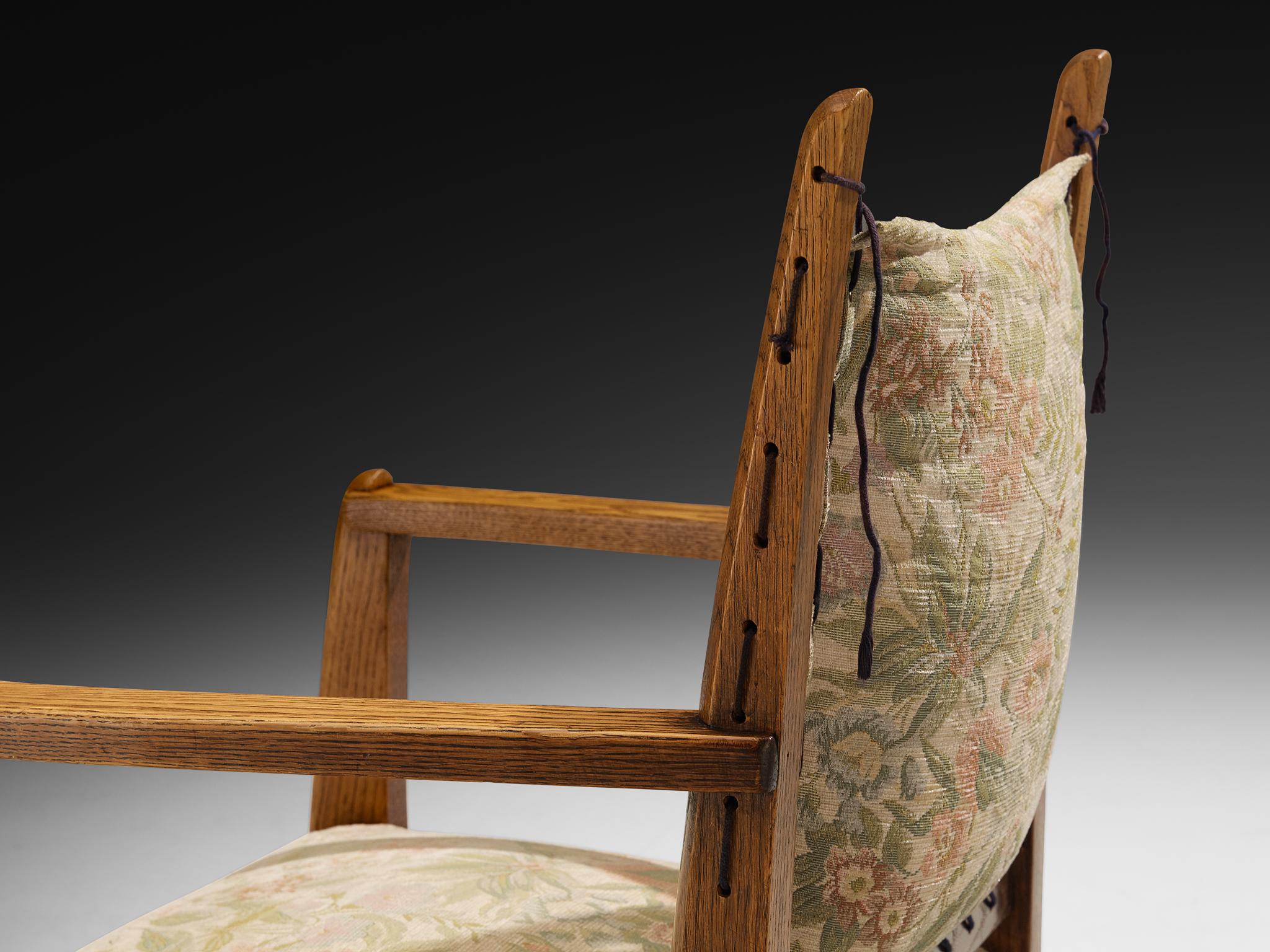 Sillón Art Decó holandés de roble macizo y encaje en Bueno estado para la venta en Waalwijk, NL