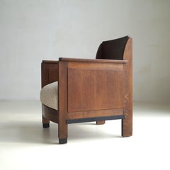 Poltrona Art Deco olandese, Oak, Design modernista, anni '20, Paesi Bassi