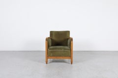 Niederländischer Art-Déco-Bergère-Sessel mit originalem grünem Samtbezug, 1930er/1940er Jahre