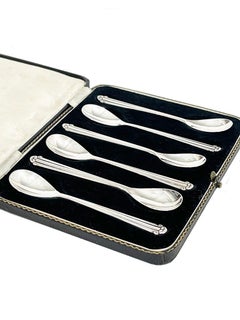 Dutch Art Deco Boxed Silver Teaspoons, 1925-1930